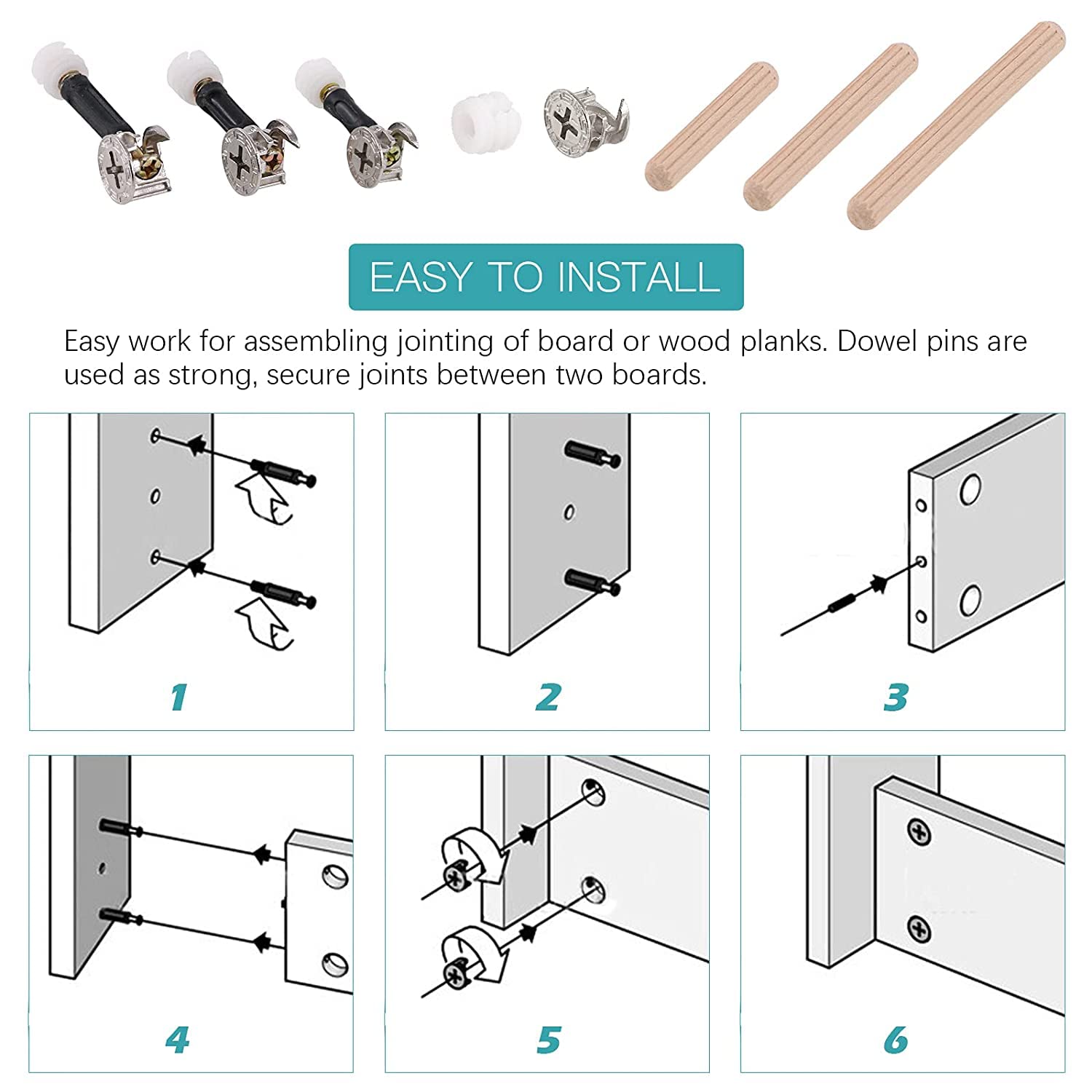 75Pcs Eccentric Cam Lock Fittings for Furniture - Carbon Steel 3-in-1 Connector Fastener Hardware Kit with Eccentric Wheel Nut Set | Perfect for DIY Furniture Assembly, Cabinet Making & Home Improvement Projects