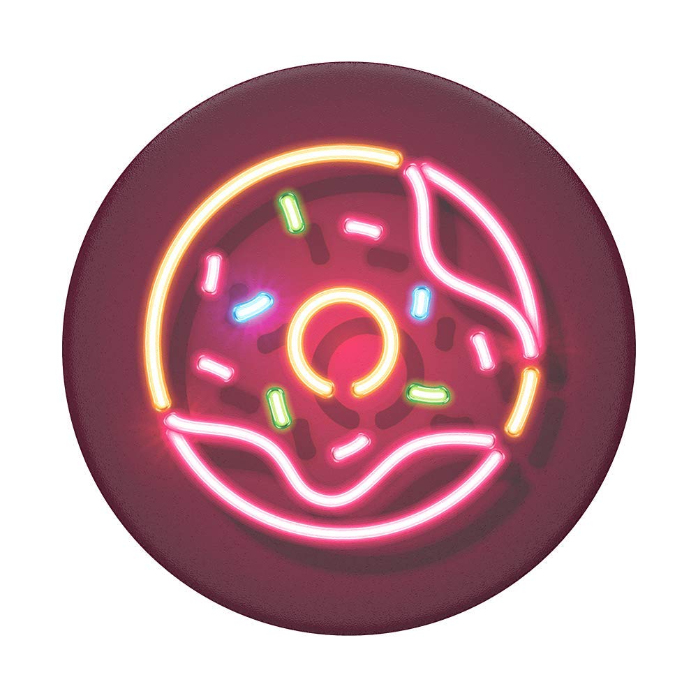 PopSockets PopGrip Expandable Phone Stand & Grip with Interchangeable Top for iPhone, Samsung & Tablets - Neon Donut Design | Perfect for Hands-Free Viewing, Secure Grip & Selfies