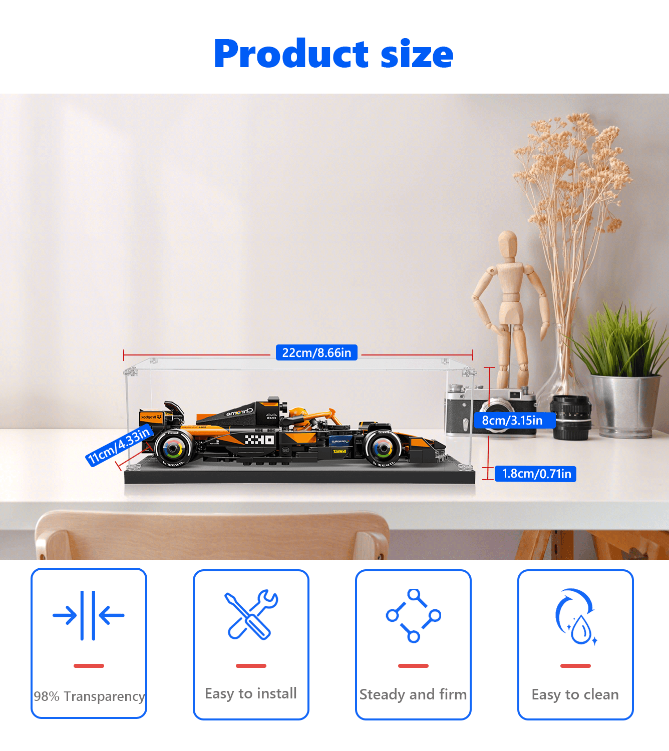 LEGO McLaren F1 Team MCL38 Display Case (1:32 Scale) - Perfect for Showcasing & Protecting Your 77251 Model Car Collection - Ideal for Home Decor, Office Display & Gift Giving