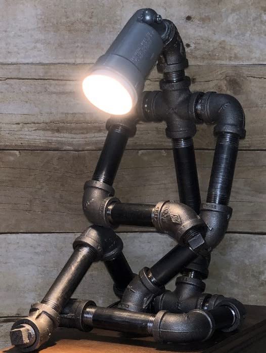 Industrial Black Pipe Desk Lamp Tobias - Vintage Style Adjustable LED Task Light for Office, Study, Workshop & Home Decor
