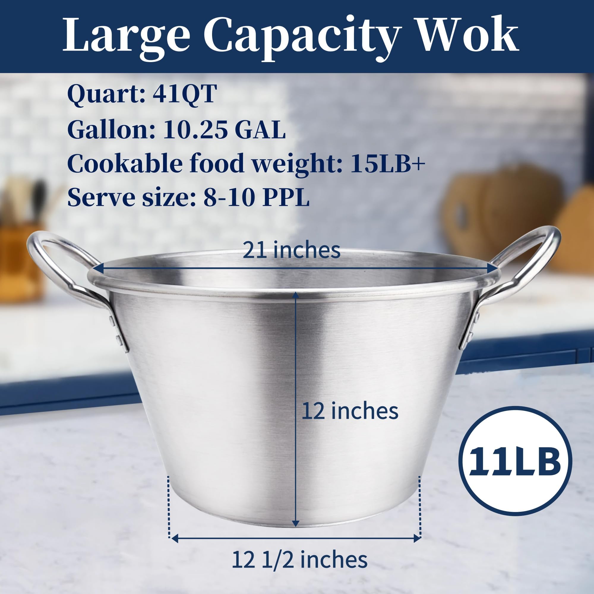 **200,000 BTU Stainless Steel Propane Burner with 41QT Outdoor Wok Set – Heavy Duty 21