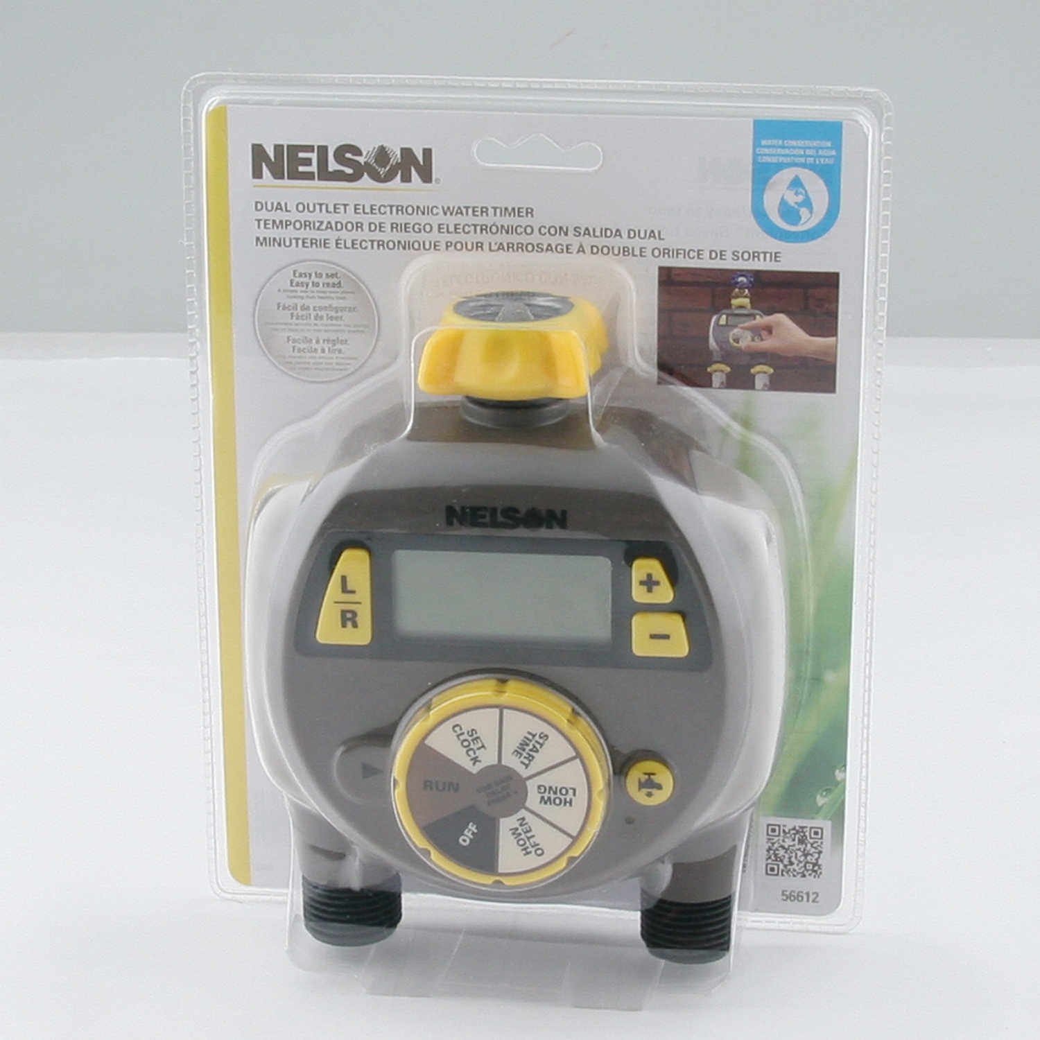 Nelson Dual Outlet Smart Water Timer with Large LCD Display - Automatic Irrigation Controller for Garden, Lawn & Outdoor Plants | Easy Setup & Water Saving Solution