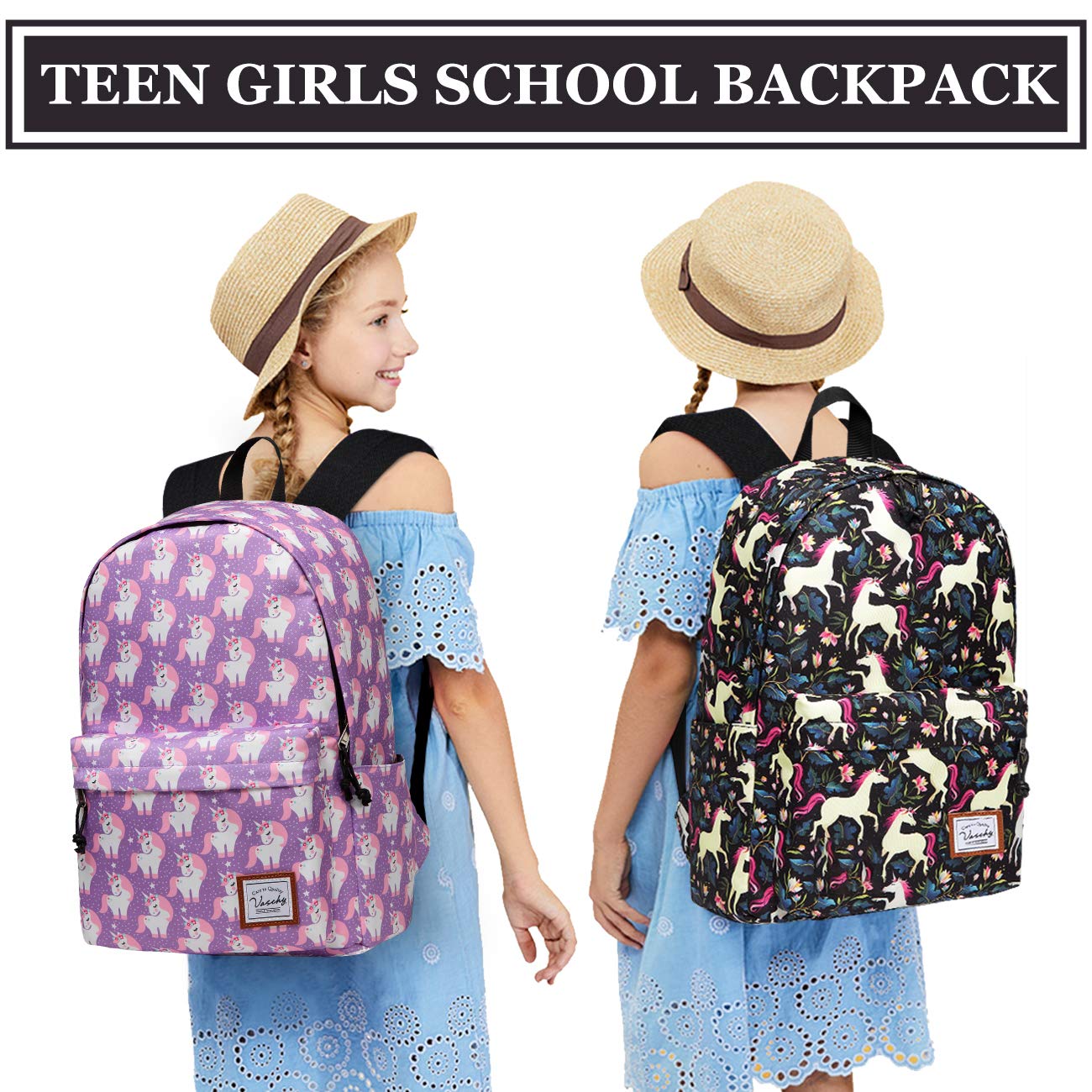 VASCHY Stylish School Backpack for Girls & Women - Cute Bookbag for Kids, Teens, Middle School, College & Work - Durable Laptop Backpack for Everyday Use, Travel & Commuting