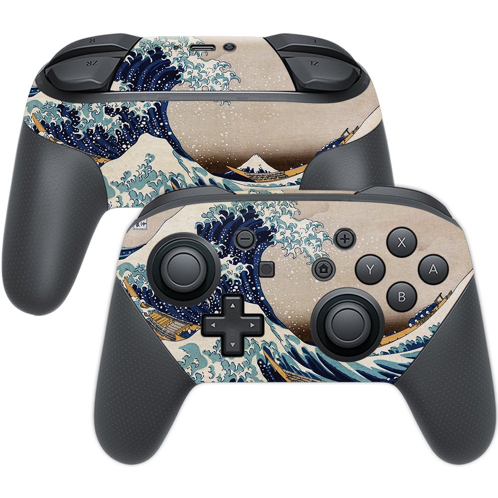 MightySkins Vinyl Skin Cover for Nintendo Switch Pro Controller - Great Wave of Kanagawa Design | Protective, Durable, Customizable Wrap | Easy to Apply & Remove | Made in USA | Perfect for Gaming, Travel & Collectors