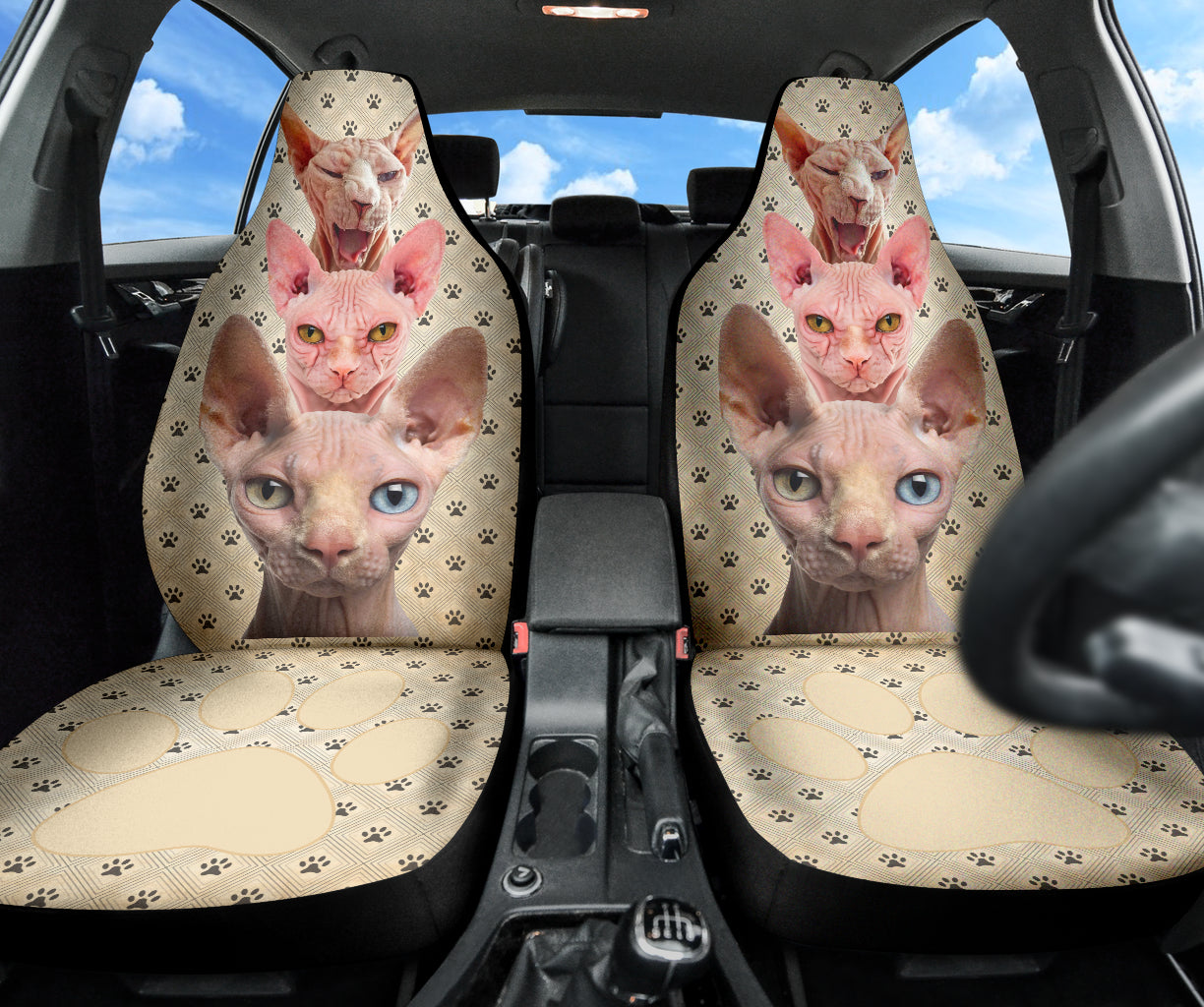 Premium Sphynx Cat Design Car Seat Covers - Universal Fit for Cars, SUVs & Trucks - Soft & Durable Auto Accessories for Pet Lovers - Perfect for Road Trips & Daily Commutes