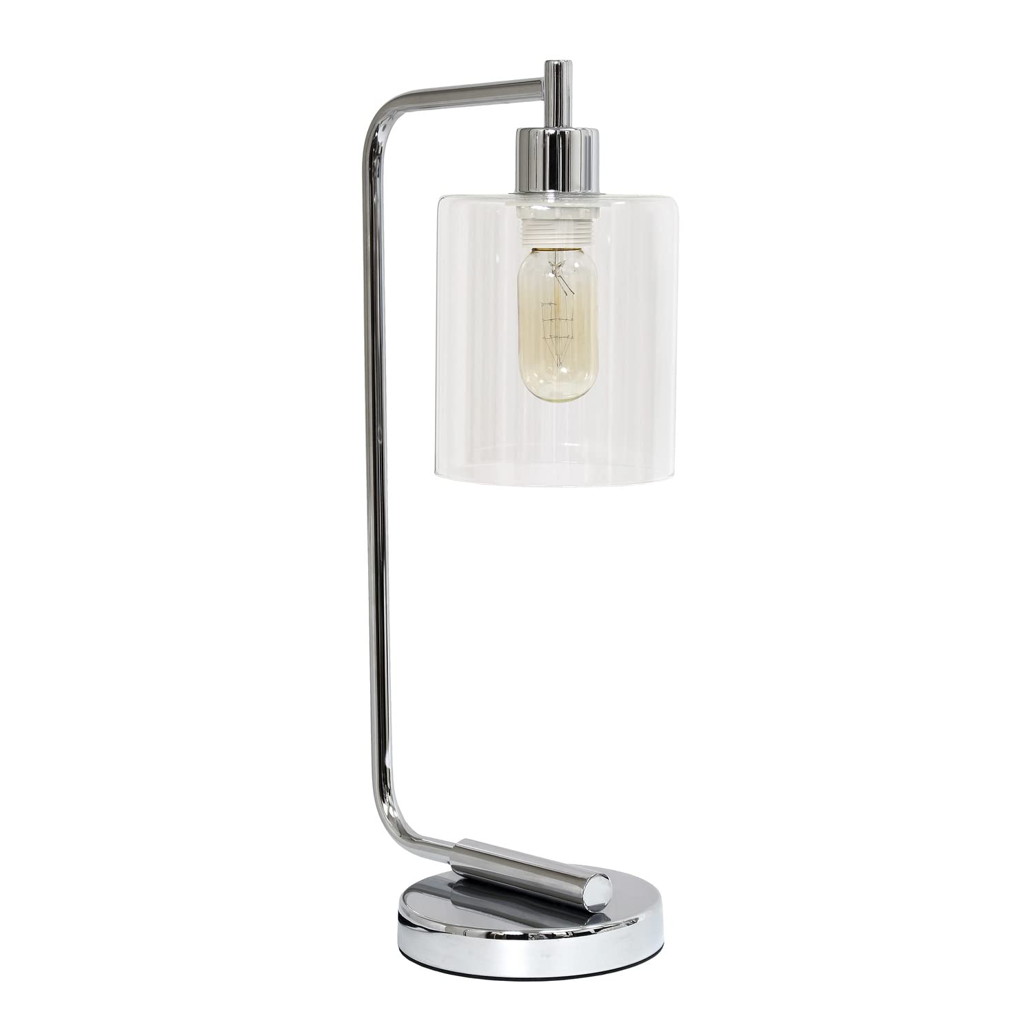 Modern Chrome Iron Desk Lamp with Glass Shade - Adjustable Office Lighting for Study, Reading & Home Decor