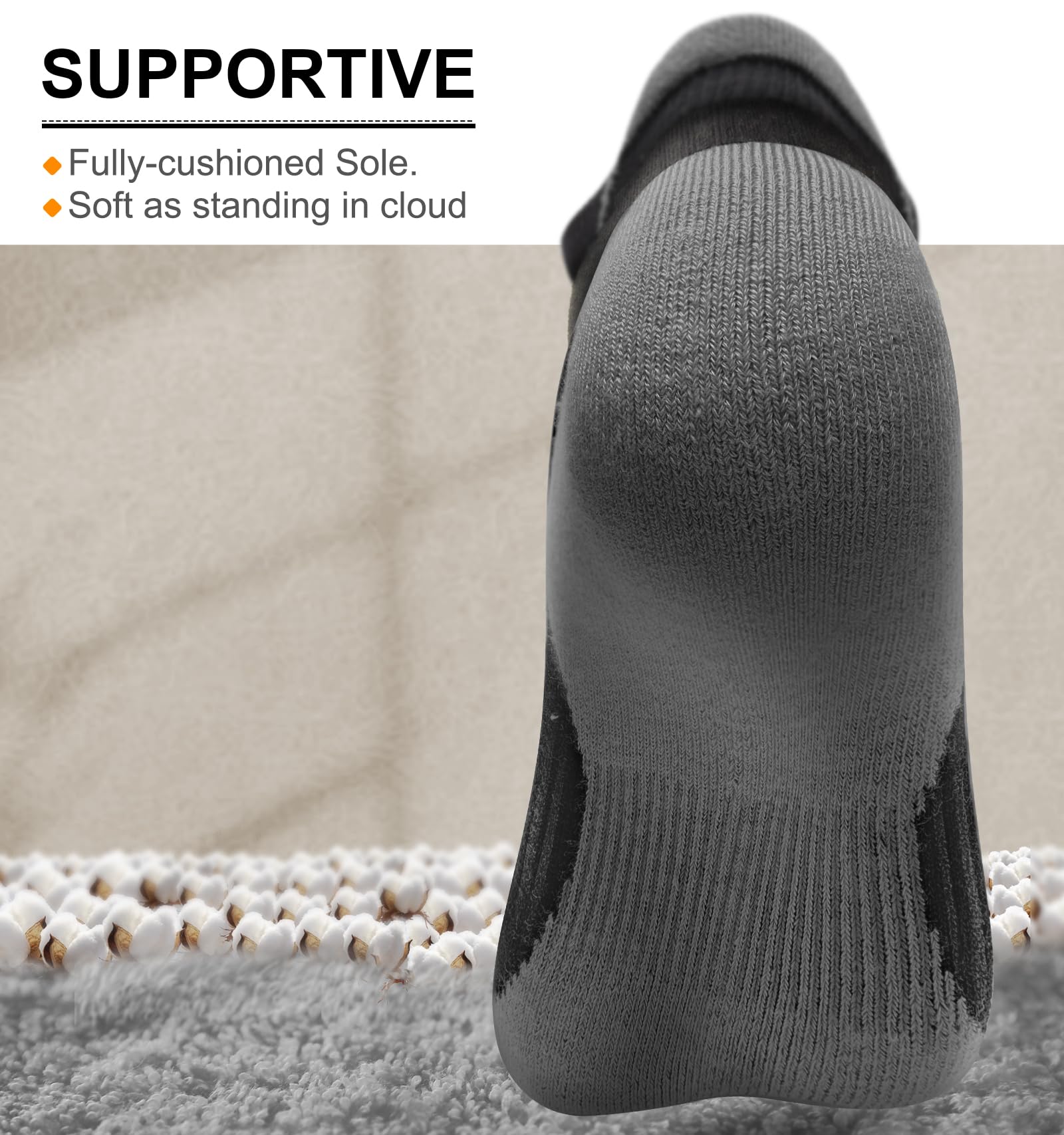 BULLIANT Women's Ankle Socks - Cushioned Athletic Socks for Running, Walking & Indoor Sports with Arch Support - Perfect for Gym, Yoga & Everyday Comfort