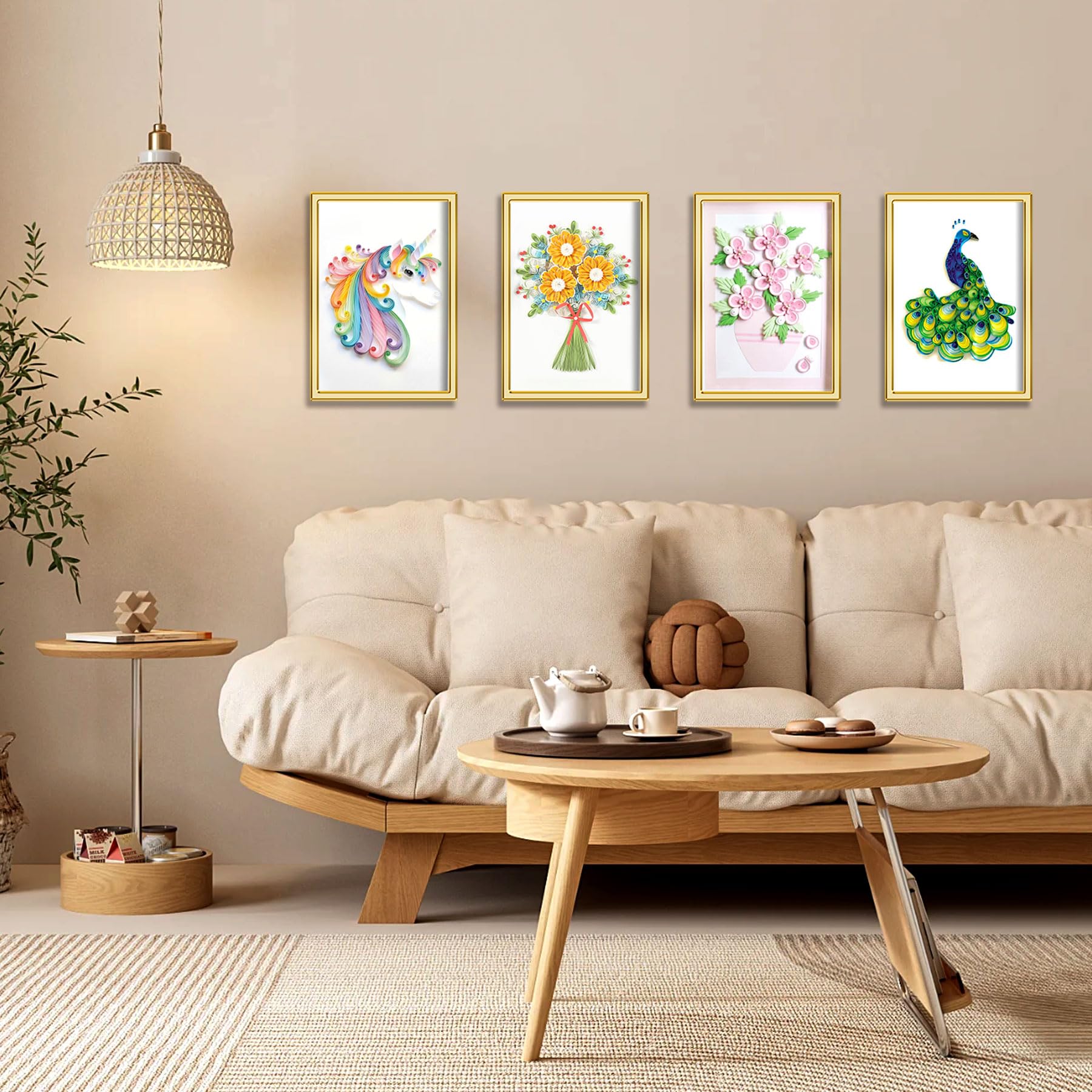 Paper Quilling Kit for Beginners & Adults - Complete DIY Craft Set with 5mm Quilling Paper Strips, Filigree Tools & 4 Patterns (Flowers, Peacock, Unicorn) - Perfect for Kids Crafts, Home Decor & Gift Making