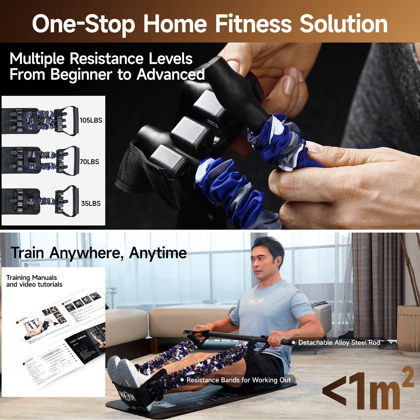 Innstar Multi-Function Resistance Bands Set for Full Body Workout - Adjustable Exercise Bands for Strength Training, Bench Press, Push Ups, Home Gym & Travel Fitness - Perfect for Home Workouts, Gym Training & On-the-Go Fitness