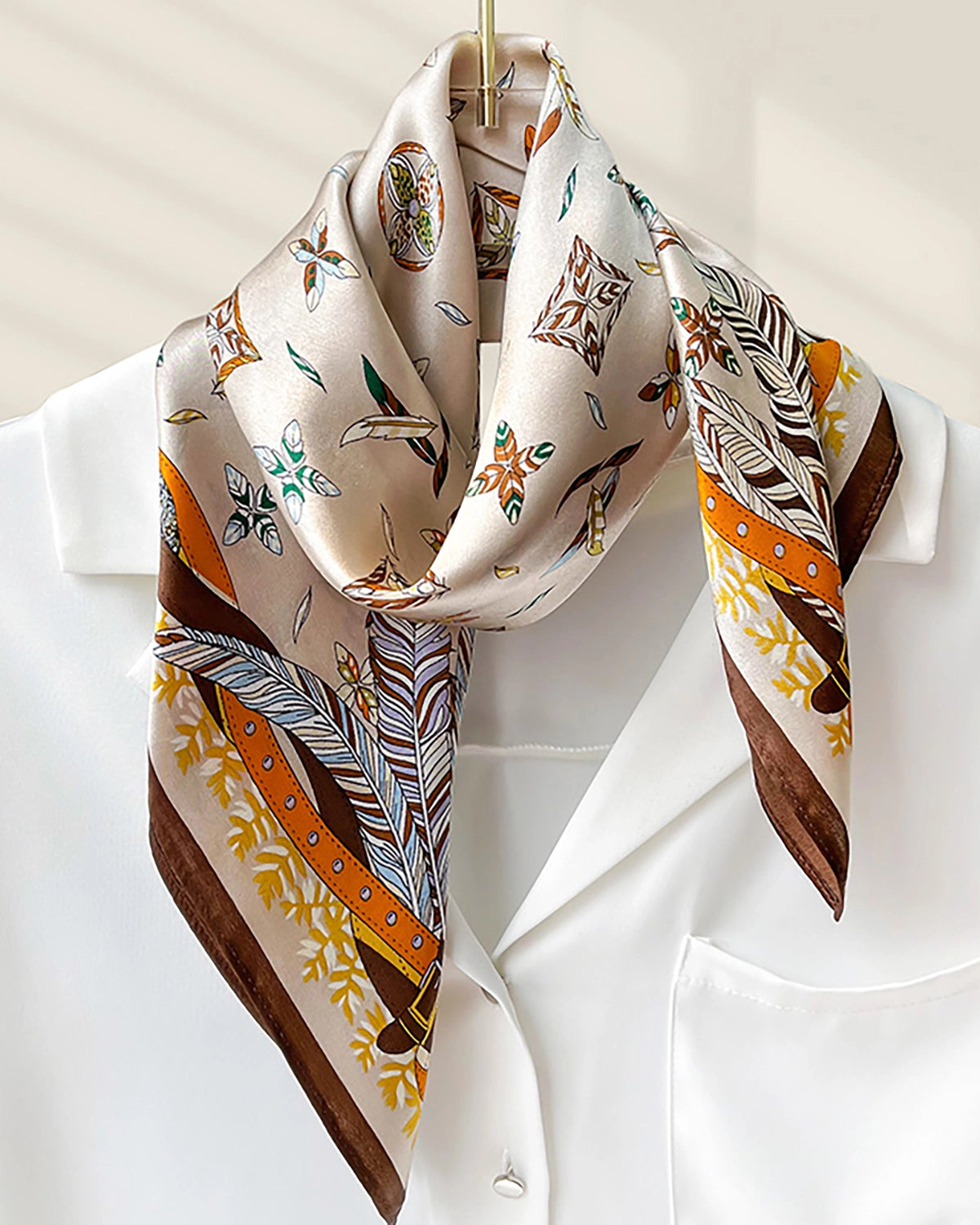 Luxury Square Silk Scarf for Women - Elegant Fashion Accessory for Office, Travel & Special Occasions