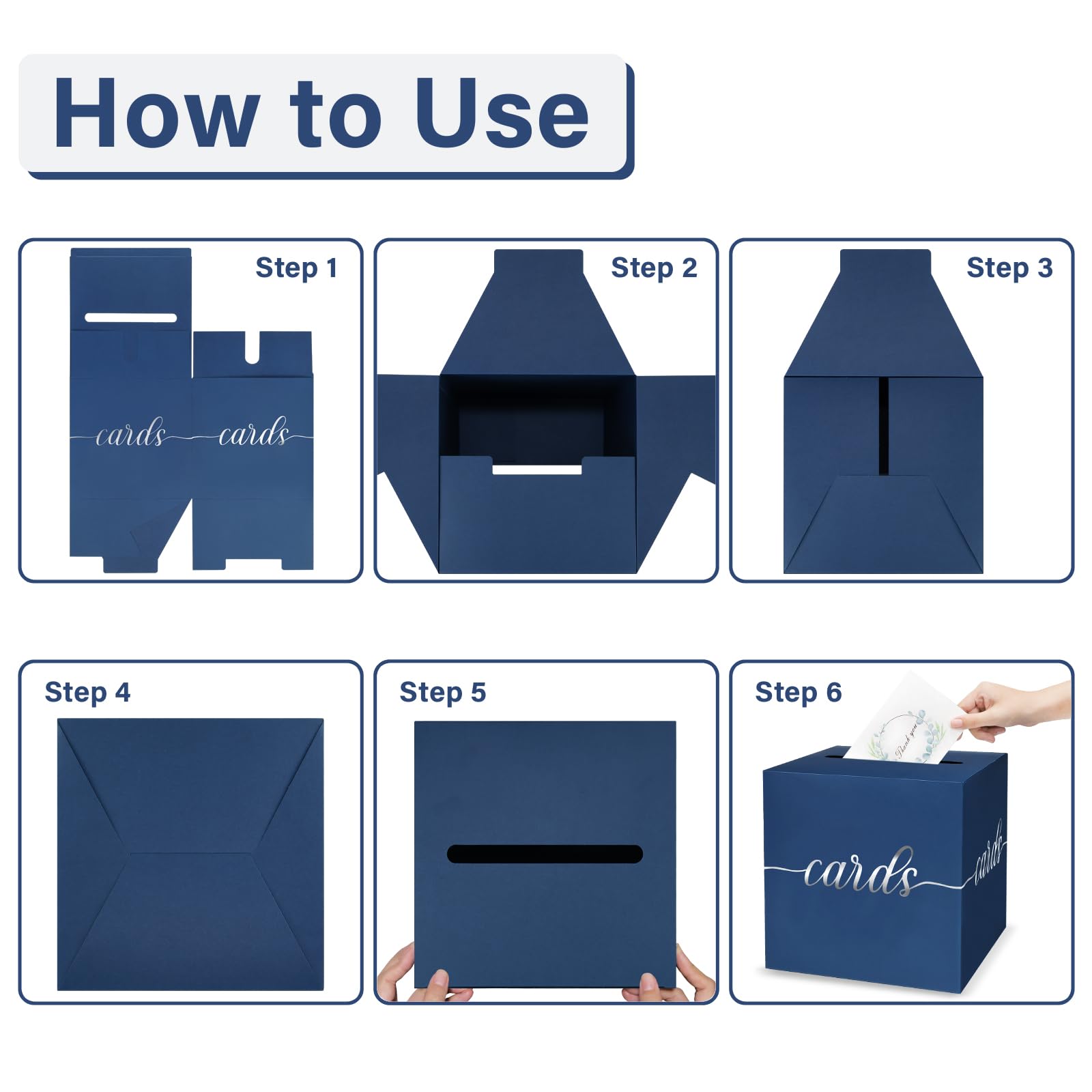 1 Pack Navy Blue and Silver Foil Gift Card Box - 8.7