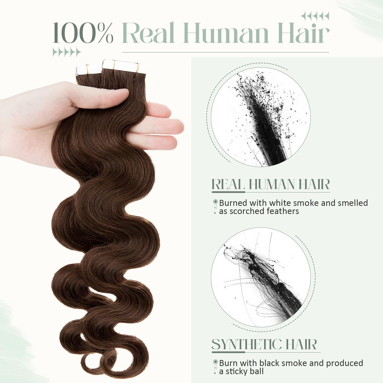40pcs 100g Tape in Hair Extensions 100% Remy Human Hair - Balayage Medium Brown #04, Seamless Skin Weft, 22 Inch Curly Wavy Extensions for Volume & Length | Perfect for Parties, Weddings & Daily Styling