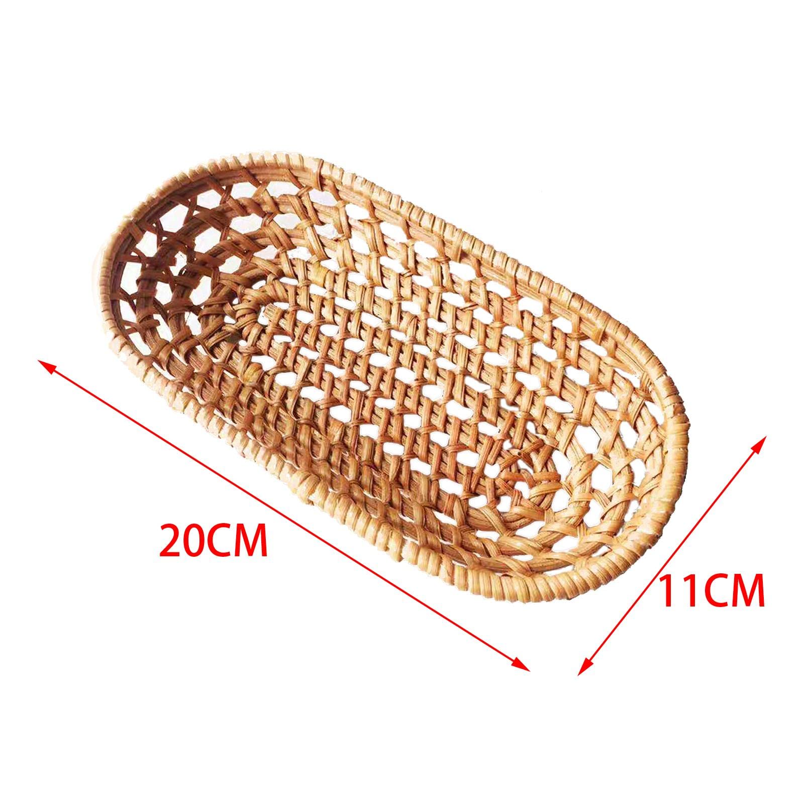Hand Woven Rattan Fruit Basket - Wicker Bread Basket & Oval Serving Bowl for Breakfast, Food, Vegetables, Snacks | Medium Size | Perfect for Kitchen, Dining Table, Picnic & Farmhouse Decor
