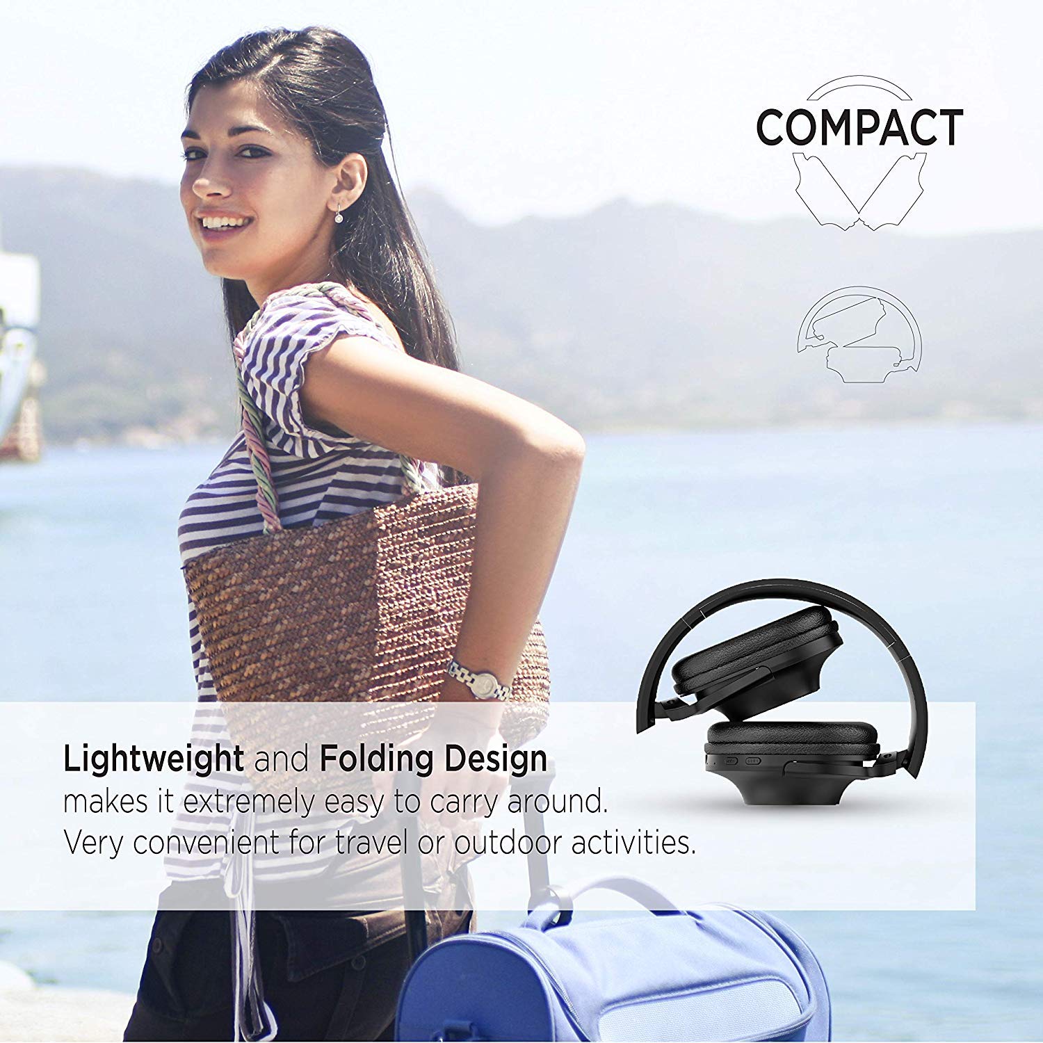 Gigastone Bluetooth Headphones Over Ear - Hi-Fi Stereo Wireless Headset with Built-in Mic, Foldable Design & Soft Earmuffs | Compatible with iPhone, Android, PC | Perfect for Travel, Gaming & Work Calls