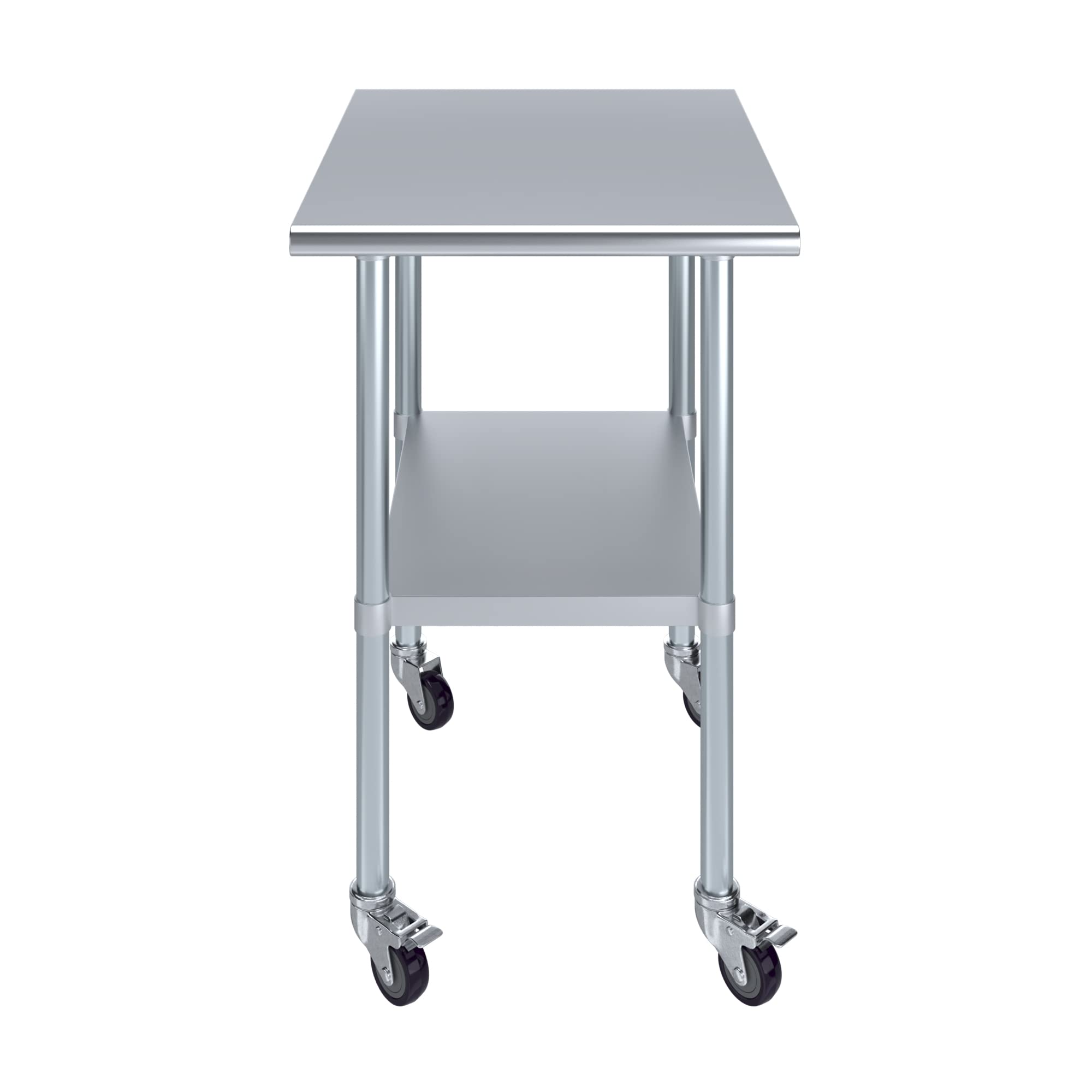 AmGood 30x24 Inch Stainless Steel Work Table with Wheels - NSF Certified Commercial Kitchen Prep Table for Restaurants, Food Trucks & Catering Services