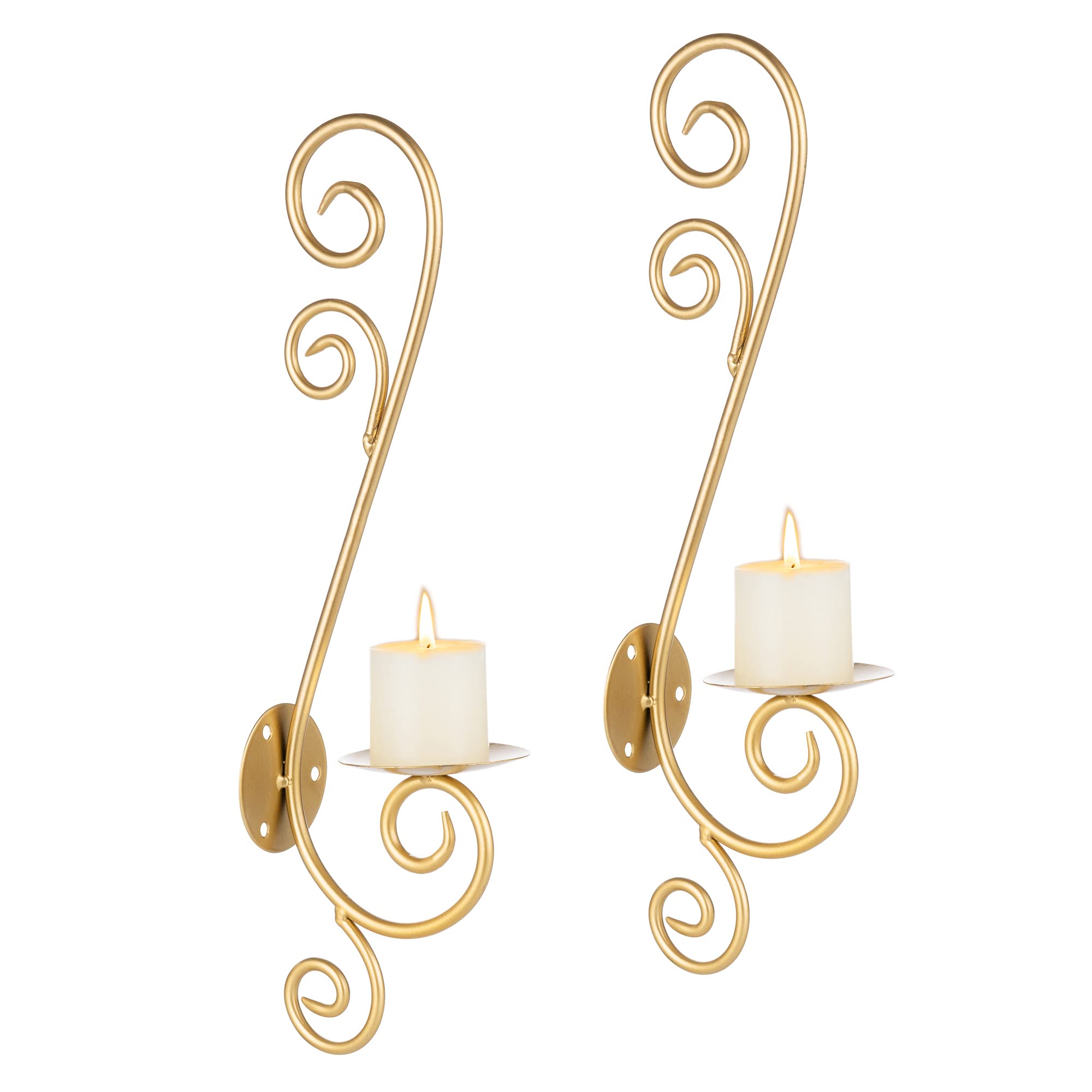 Sziqiqi Decorative Wall Candle Holders - Set of 2 Rustic Wall-Mounted Pillar Candle Sconces for Living Room, Bedroom, Bathroom, Farmhouse, Wedding Decor - Perfect for Romantic Ambiance, Dinner Parties & Spa Relaxation