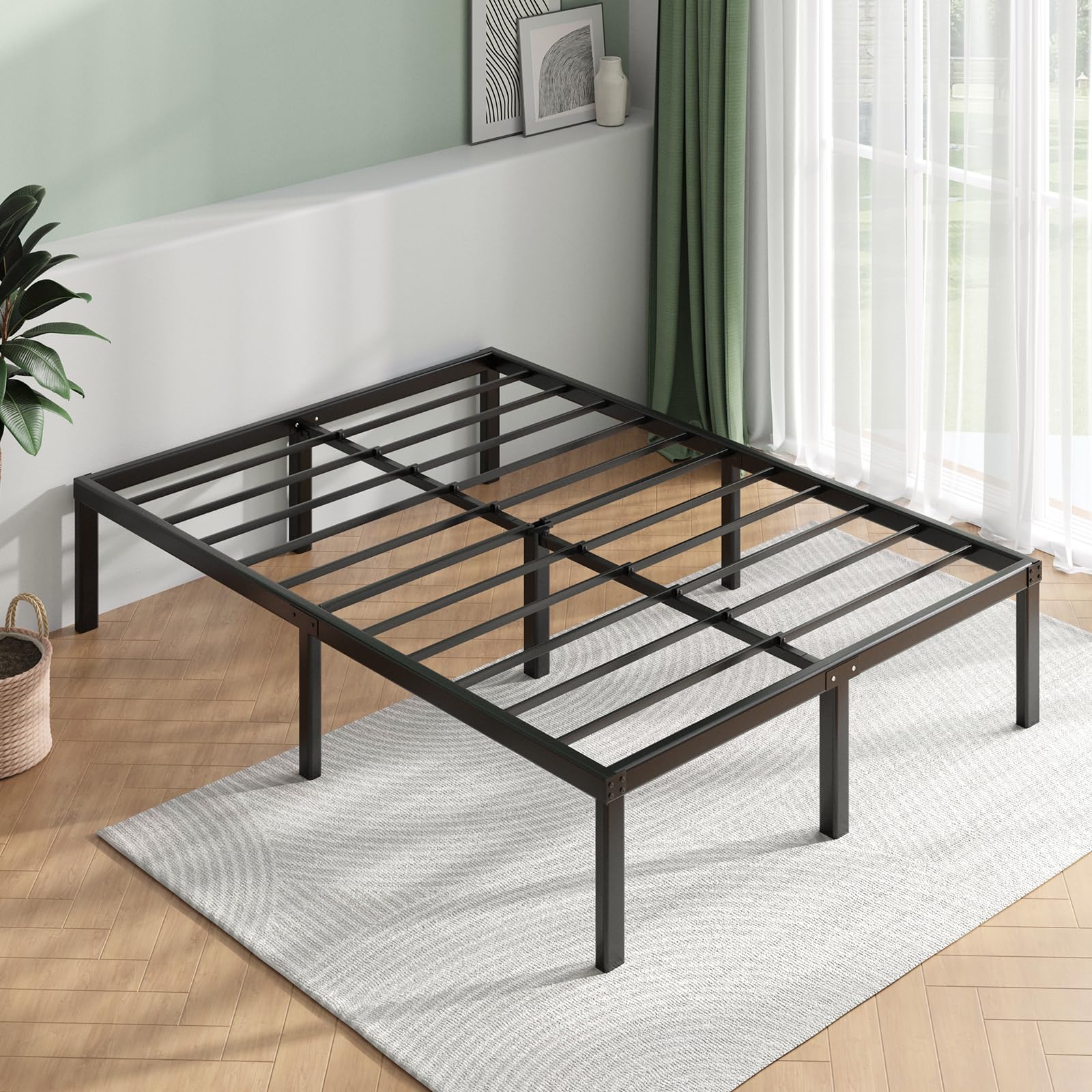 Novilla Full Size Bed Frame - 14 Inch Metal Platform Bed with Under Bed Storage, Heavy Duty Steel Slat Support, No Box Spring Needed, Easy Assembly - Perfect for Small Bedrooms, Guest Rooms & Dormitories