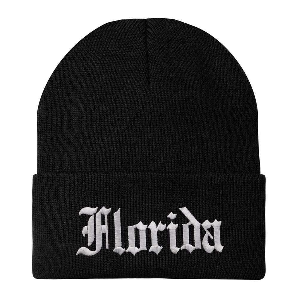 Florida State Old English Embroidered Long Cuff Beanie - Trendy Unisex Winter Hat for Men & Women - Perfect for Football Games, Outdoor Activities & Cold Weather Fashion