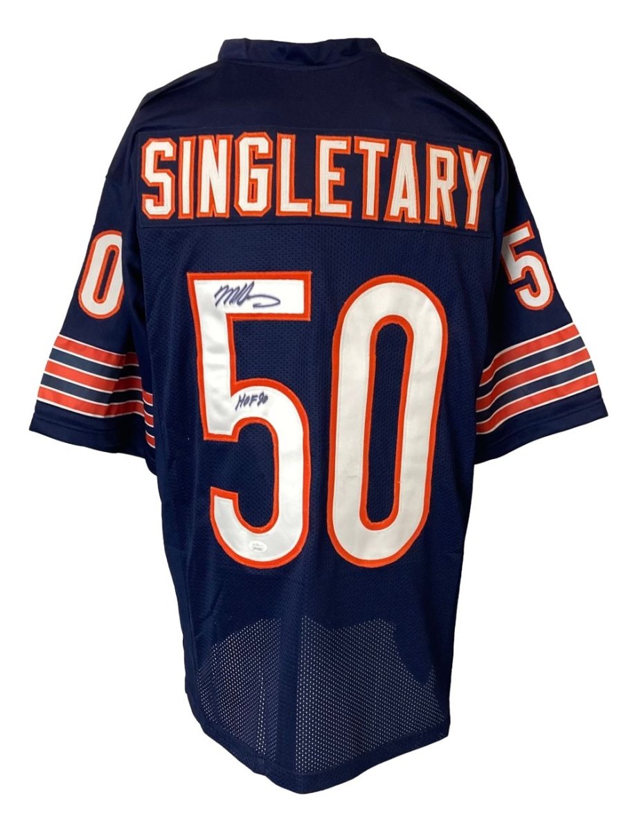 Mike Singletary Chicago Bears Signed Navy Blue Football Jersey - HOF 98 Inscribed with JSA COA - Perfect for NFL Memorabilia Collection & Sports Fan Gift