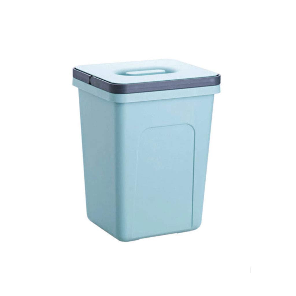 Heavy-Duty Large Plastic Trash Can for Kitchen & Bathroom - Square Storage Bin with Lid, Odor-Proof & Durable Waste Basket (Blue) - Perfect for Home, Office, and Dorm Room Organization