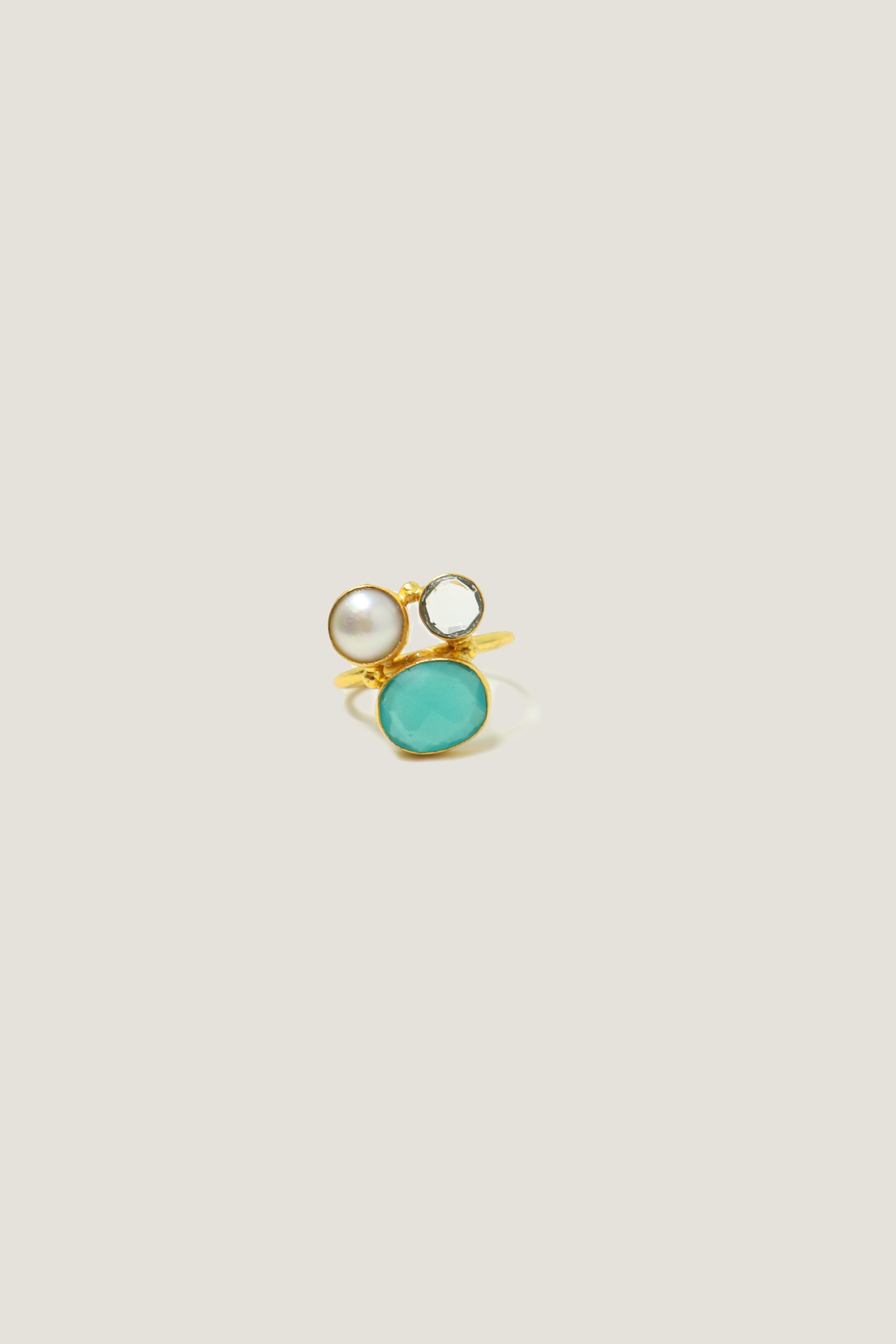 Three Stone Aquamarine Ring for Women - Elegant March Birthstone Jewelry for Engagement, Wedding & Anniversary Gifts