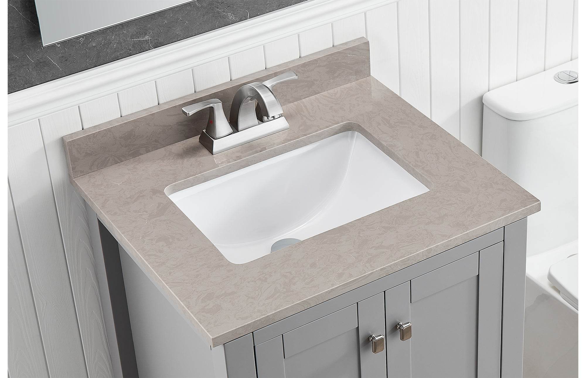 Amalfi 25W x 22D Engineered Marble Bathroom Vanity Top with Rectangular Undermount Sink - Perfect for Modern Bathroom Renovations and Master Suite Upgrades