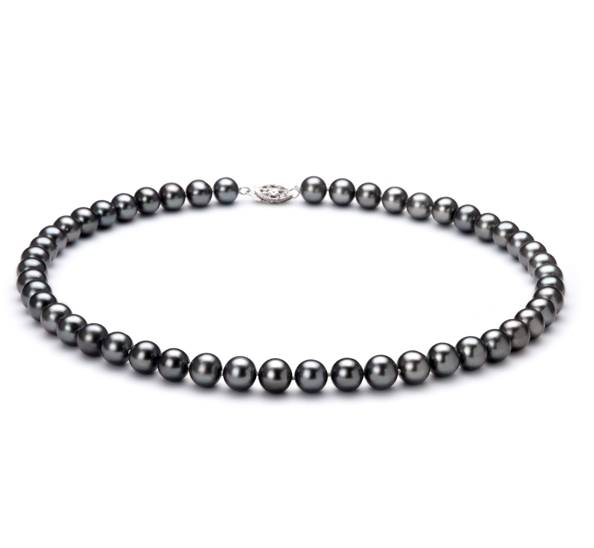 AA Quality 7.5-8.5mm Black Freshwater Cultured Pearl Necklace for Women - 925 Sterling Silver Jewelry for Wedding, Party & Special Occasions