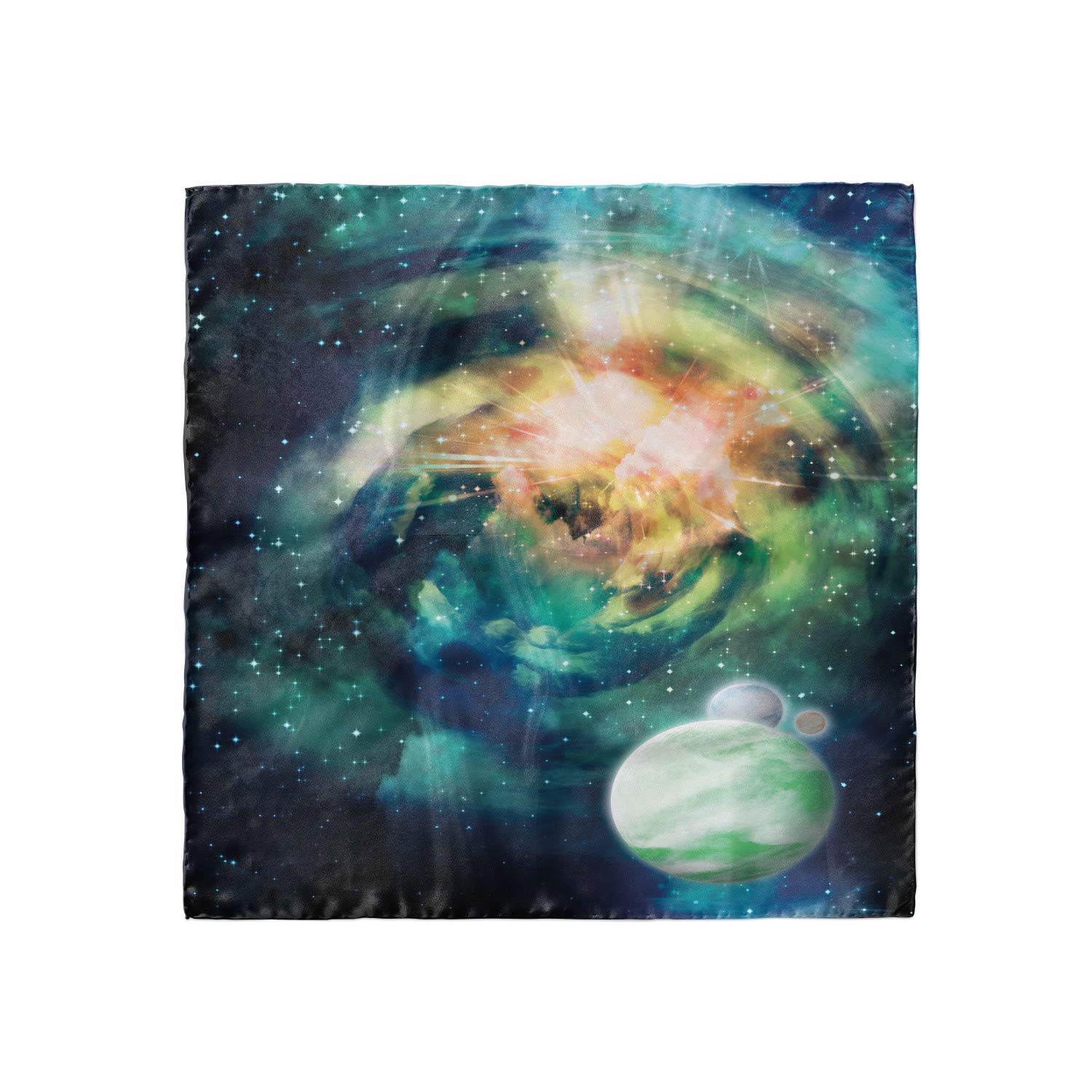 Ambesonne Galaxy Print Headscarf - Spiral Galaxy & Planets Design, Lightweight Hijab Scarf for Women, Perfect for Everyday Wear & Special Occasions