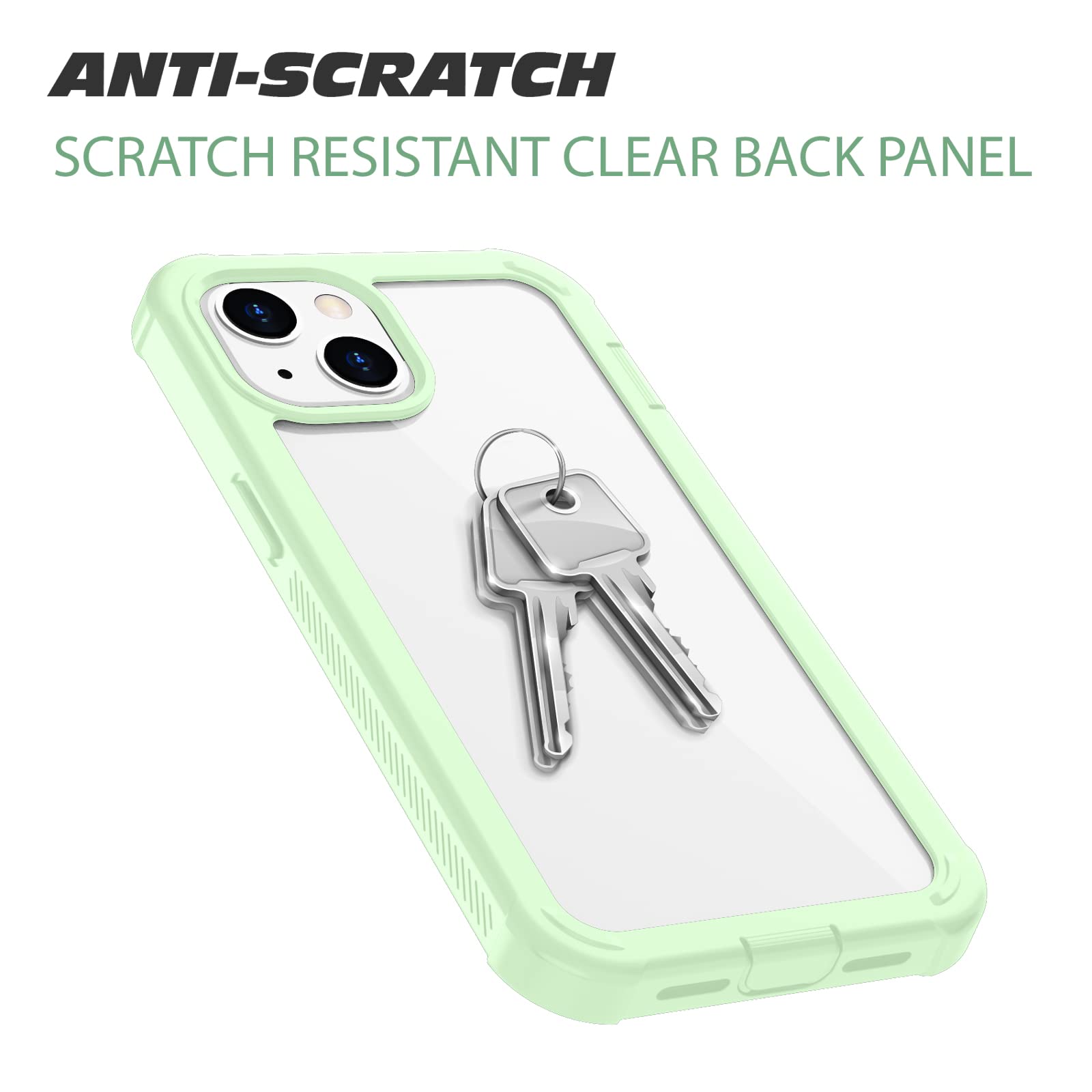 Premium Clear Shockproof iPhone 13 Case (6.1 Inch) - Slim Full Body Bumper with Built-in Screen Protector | Dustproof & Lightweight Cover | Green | Perfect for Outdoor Activities, Travel & Daily Protection