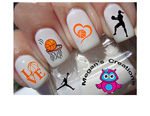 Basketball Nail Art Decals - Sports Design #116 for Women & Girls - Perfect for Game Day, Parties & Sports Events