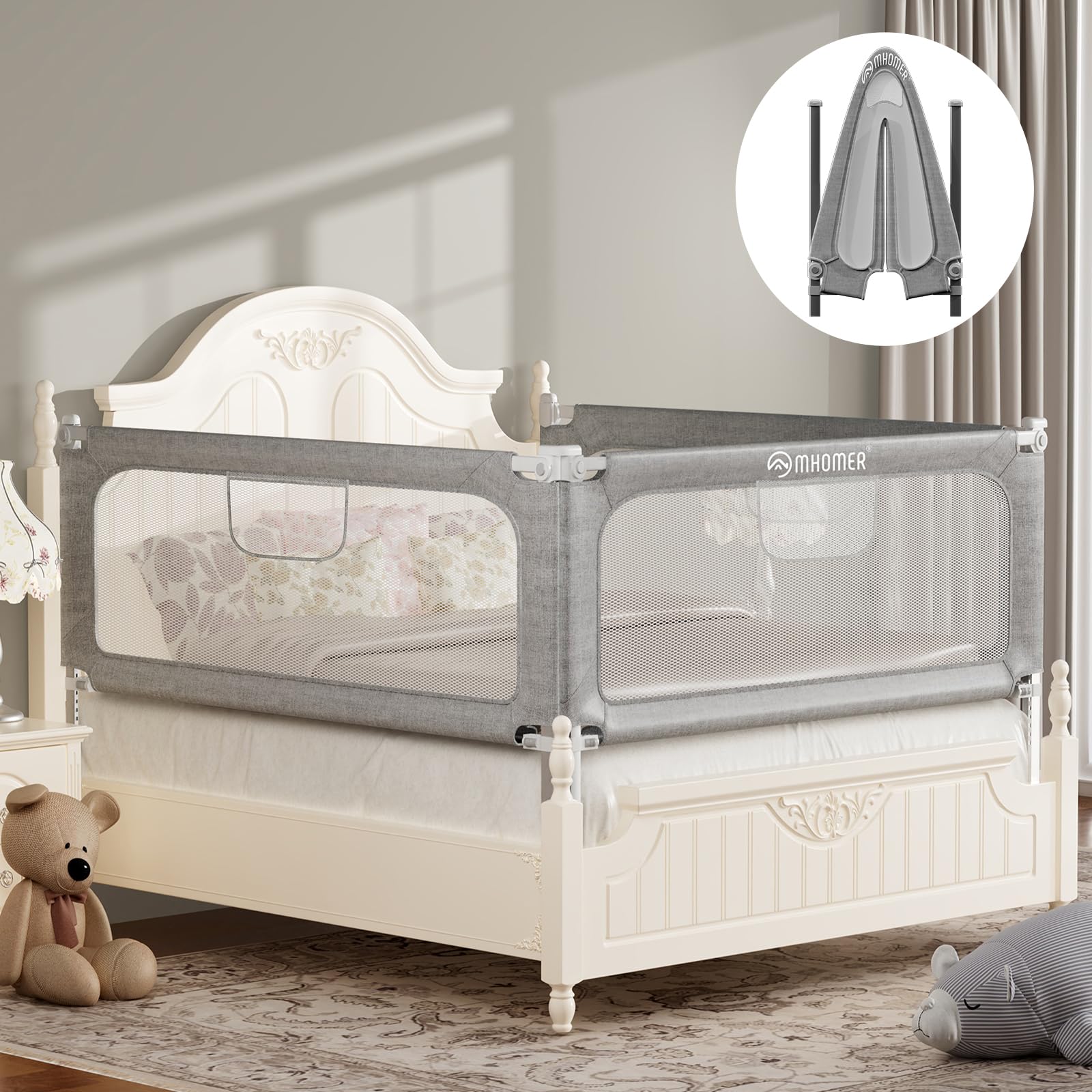 MHOMER Foldable Toddler Bed Rail - 60