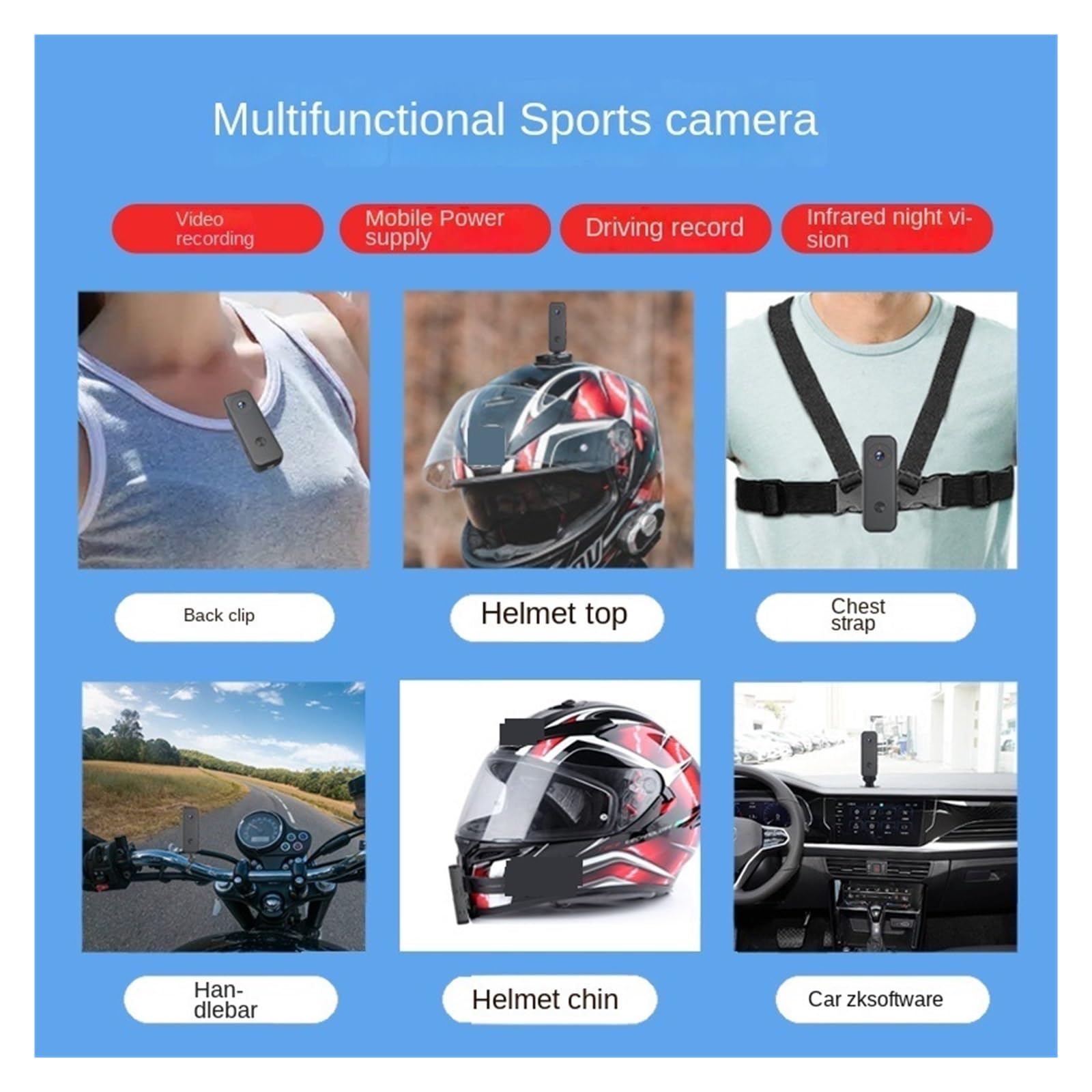 MZZYG 4K Action Camera 512GB with 2000mAh Battery - Waterproof Sports Camera for Biking, Motorcycle Riding, Law Enforcement & Adventure - HD 360° Panoramic Helmet Cam with 1080P Fish Lens (Includes 32GB Card) - Perfect for Outdoor Sports, Vlogging & Extreme Activities