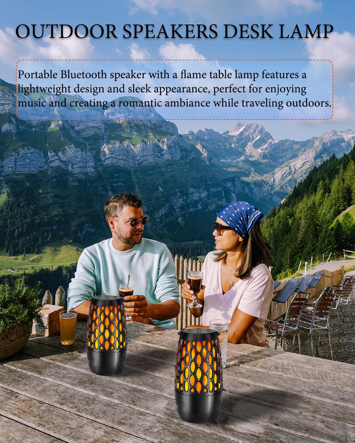 Upgraded Waterproof Bluetooth Speakers with LED Lights, 100W HD Surround Sound, Multi-Speaker Auto-Sync for Outdoor Parties, Camping, Poolside & Home Theater System - Perfect Gift for Men (2 Pack)