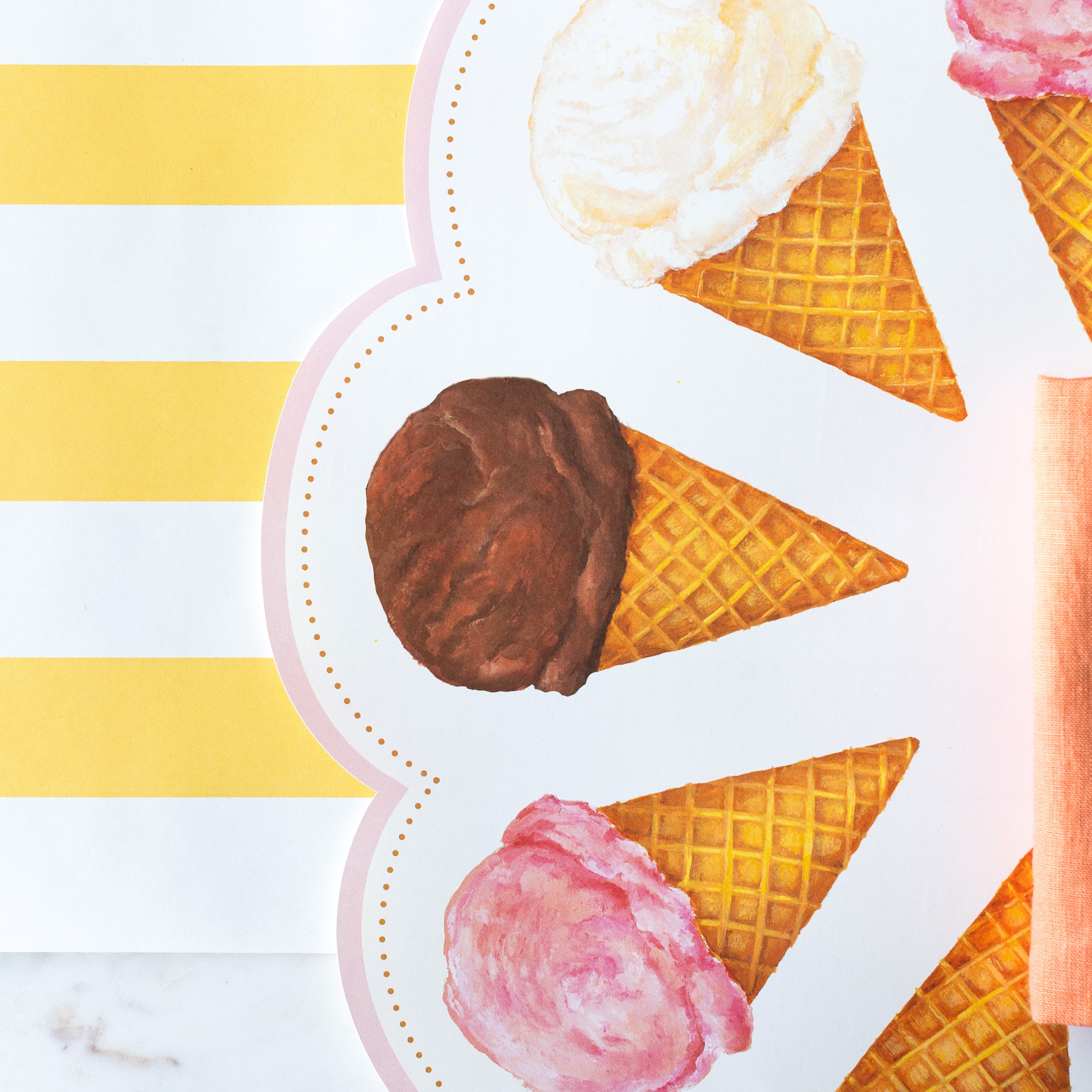 Non-Slip Die Cut Ice Cream Placemat for Kids - Fun & Durable Table Mat for Dessert Parties, Birthday Celebrations & Family Gatherings
