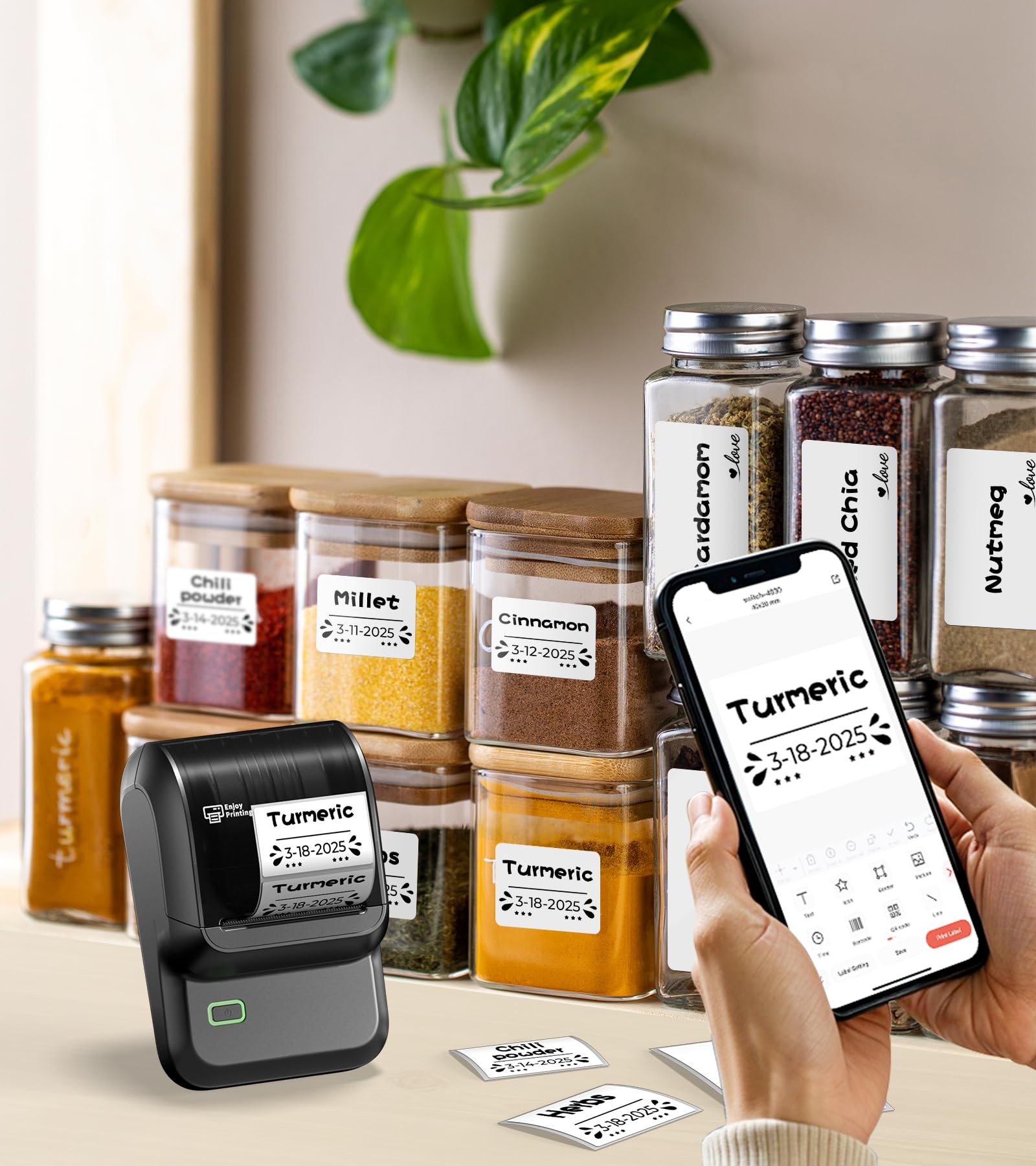 Bluetooth Label Maker Machine with Thermal Tapes - 2 Inch Portable Label Printer for Small Business | 300+ App Templates Compatible with iOS, Android & PC (Black) - Perfect for Shipping, Organizing & Inventory Management