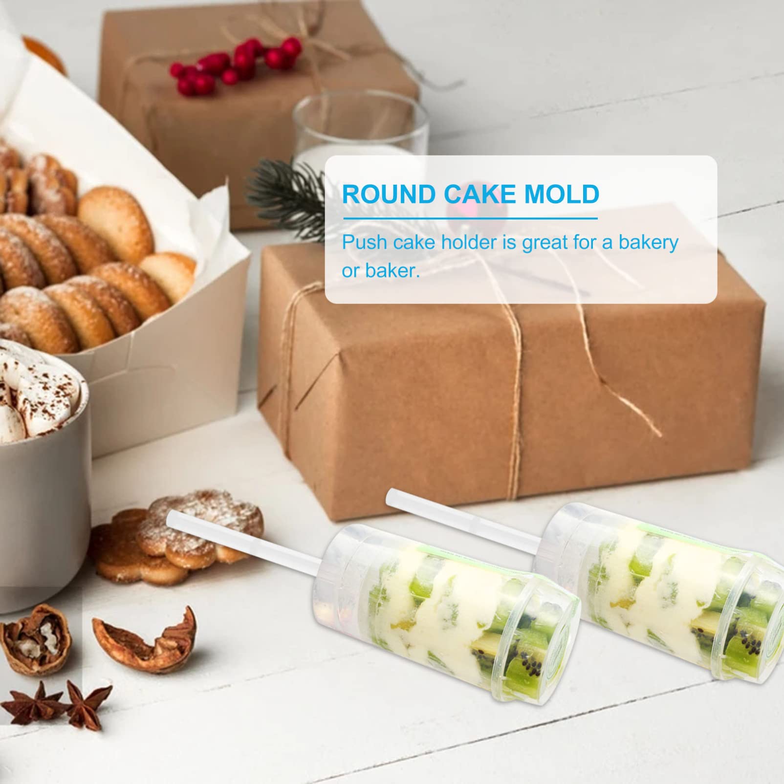 UPKOCH 30-Pack Clear Plastic Cupcake Containers with Lids - Round Push Up Cake Shooter for Cake Pops, Desserts & Freezer Treats - Perfect for Parties, Baking & Food Storage