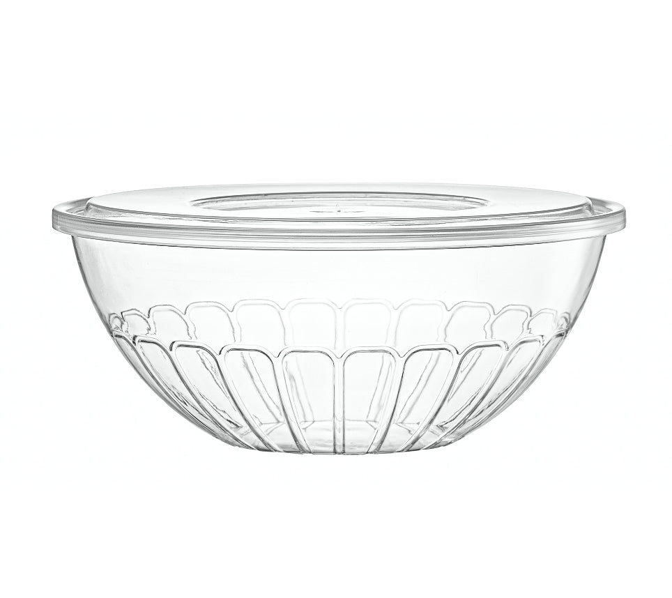 Clear Salad Bowl Set of 3 - BPA-Free Plastic Serving Bowls for Fresh Salads, Fruits, Snacks - Perfect for Parties, Picnics & Family Dinners