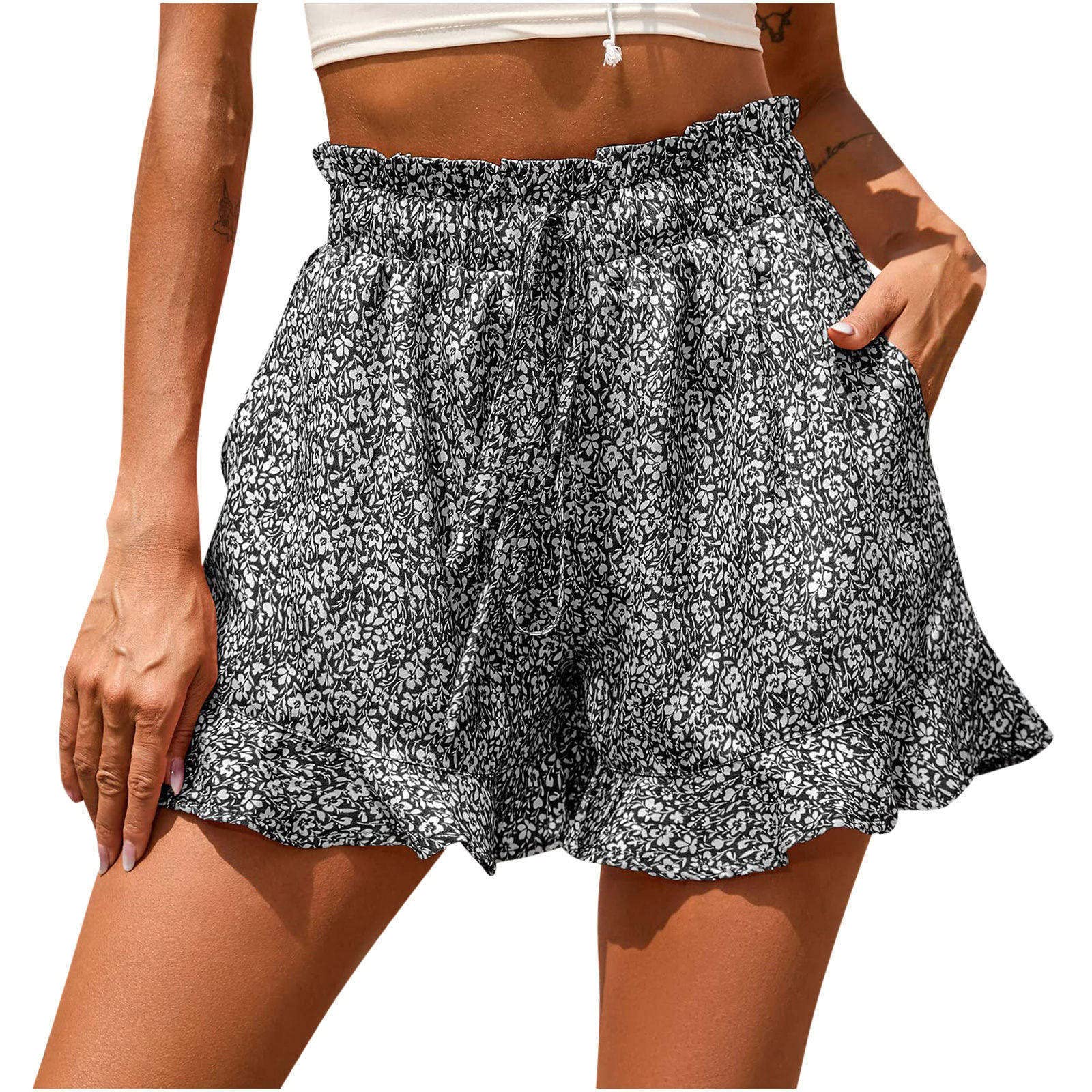 APIVOE Women's High Waisted Stretchy Denim Shorts - Folded Hem Elastic Waist Jean Shorts for Casual Summer Wear | Perfect for Beach, Vacation & Everyday Outfits