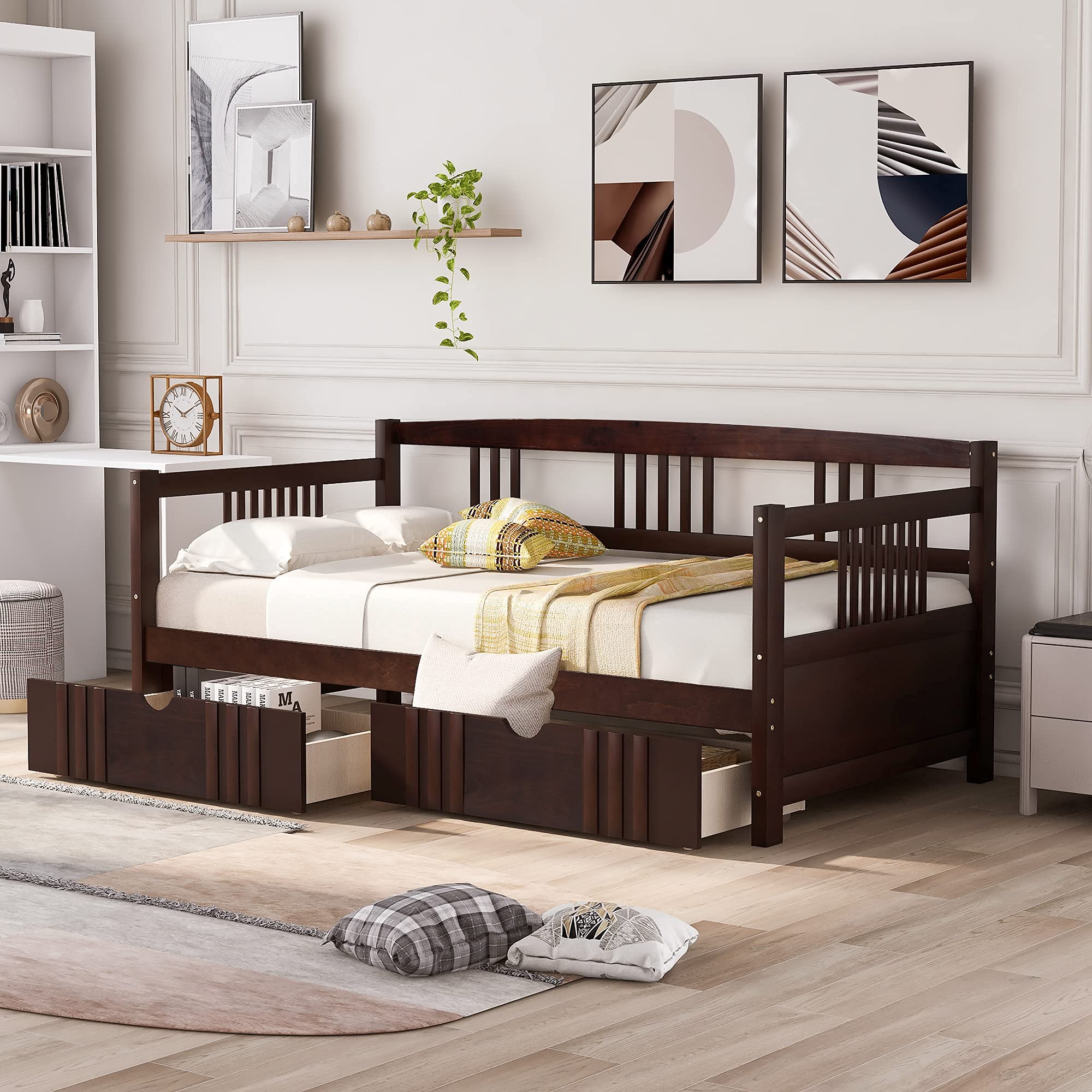 Autokola Twin Daybed with Drawers - Solid Wood Bed Frame for Kids, Teens & Guest Room - Space-Saving Sleeper Solution for Small Bedrooms & Dorm Rooms