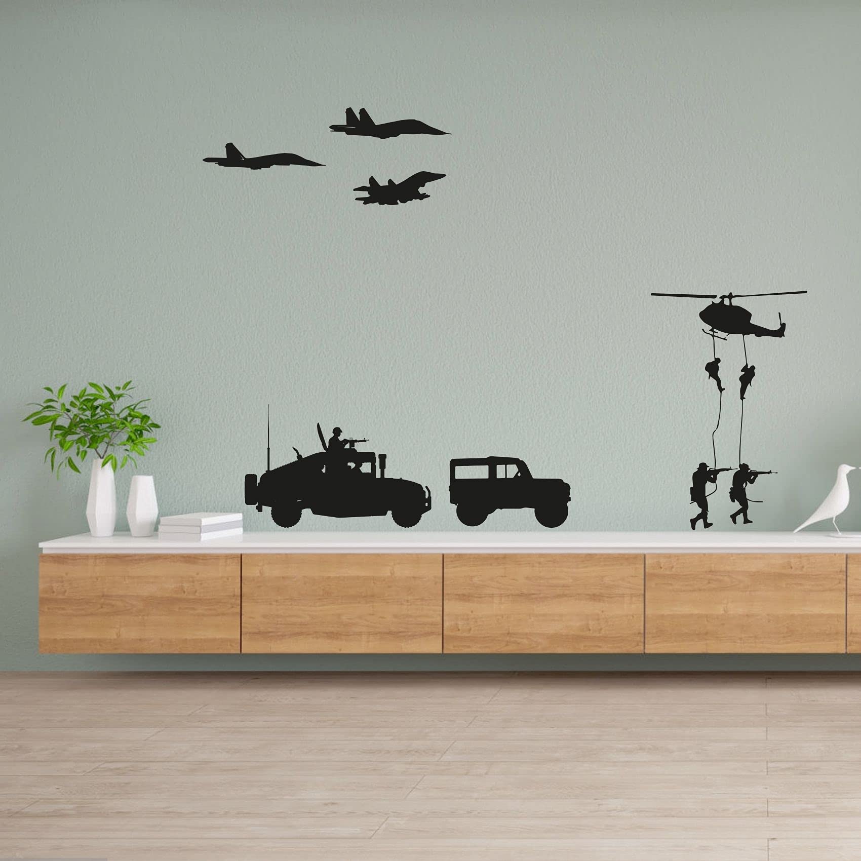Military SWAT Team Army Soldier Vehicle Parachute Wall Decal Sticker - 28x30 Inch Vinyl Art for Boys & Girls Room, Playroom, Bedroom, Gym - Perfect for Home Decor, Kids' Spaces & Themed Rooms