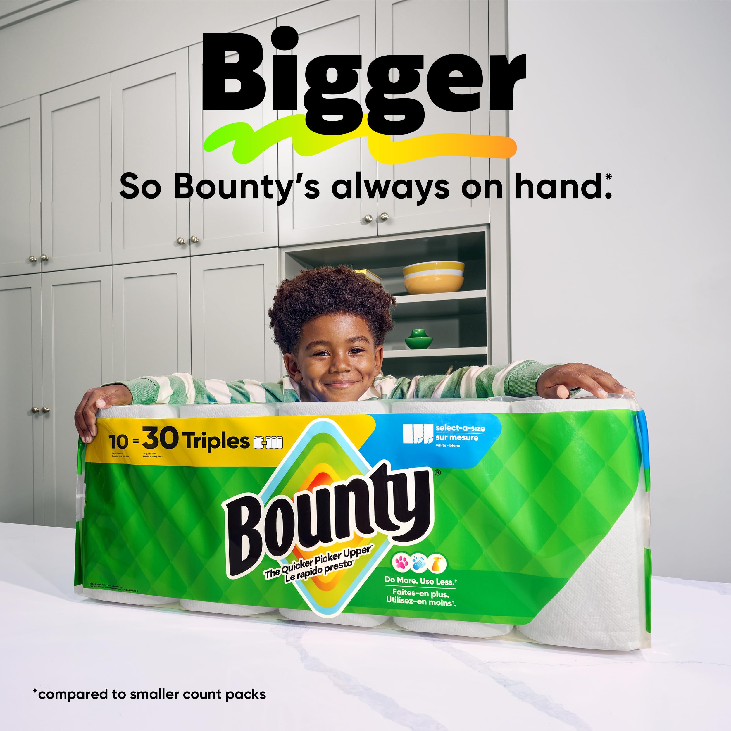 Bounty Select-A-Size Paper Towels | 2 Triple Rolls (6 Regular Rolls) | Super Absorbent & Strong | Perfect for Kitchen Cleaning, Spills & Household Use