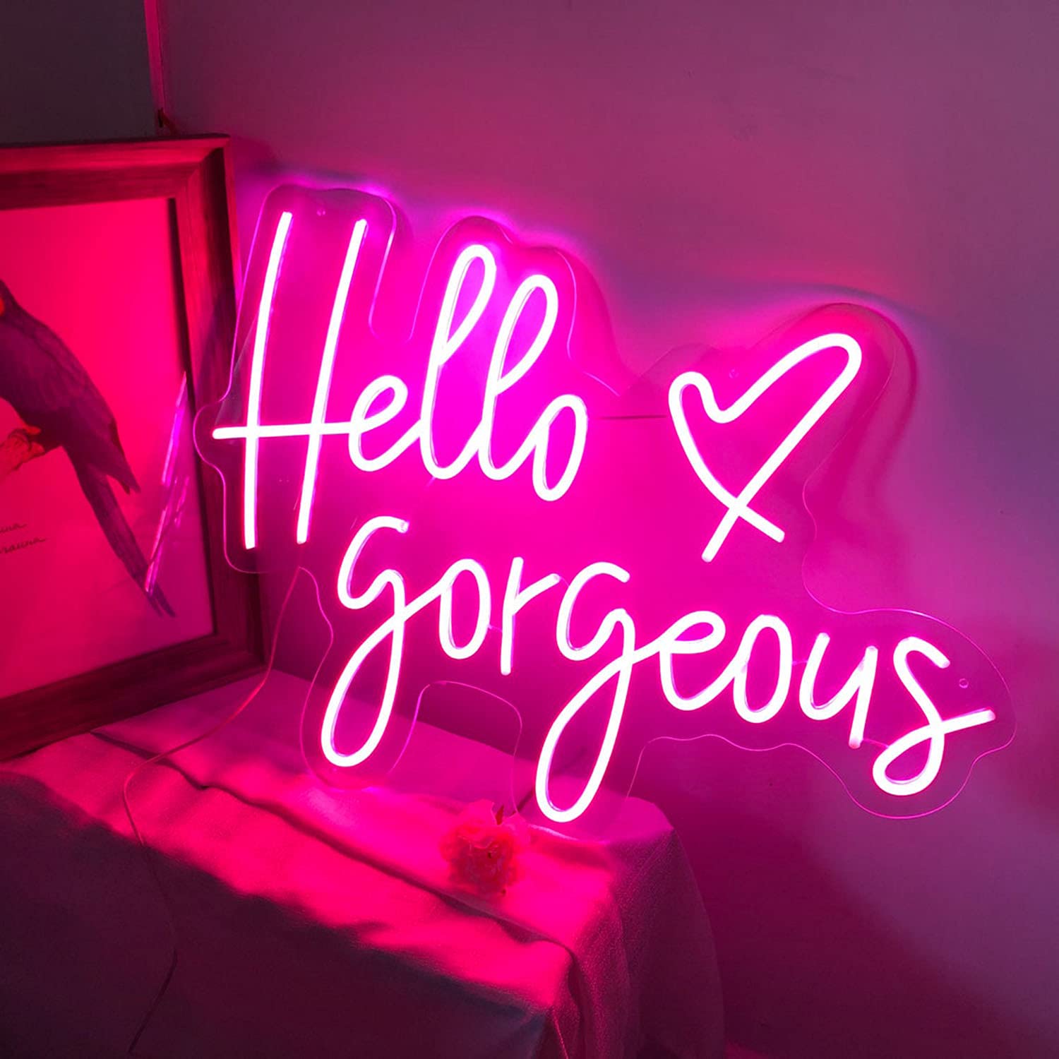Hello Gorgeous Neon Sign Light - Custom Wall Art Decor for Home, Bar, Pub, Club & Party | Perfect Gift for Christmas, Birthday & Housewarming | Bedroom, Living Room, Office & Wedding Decoration