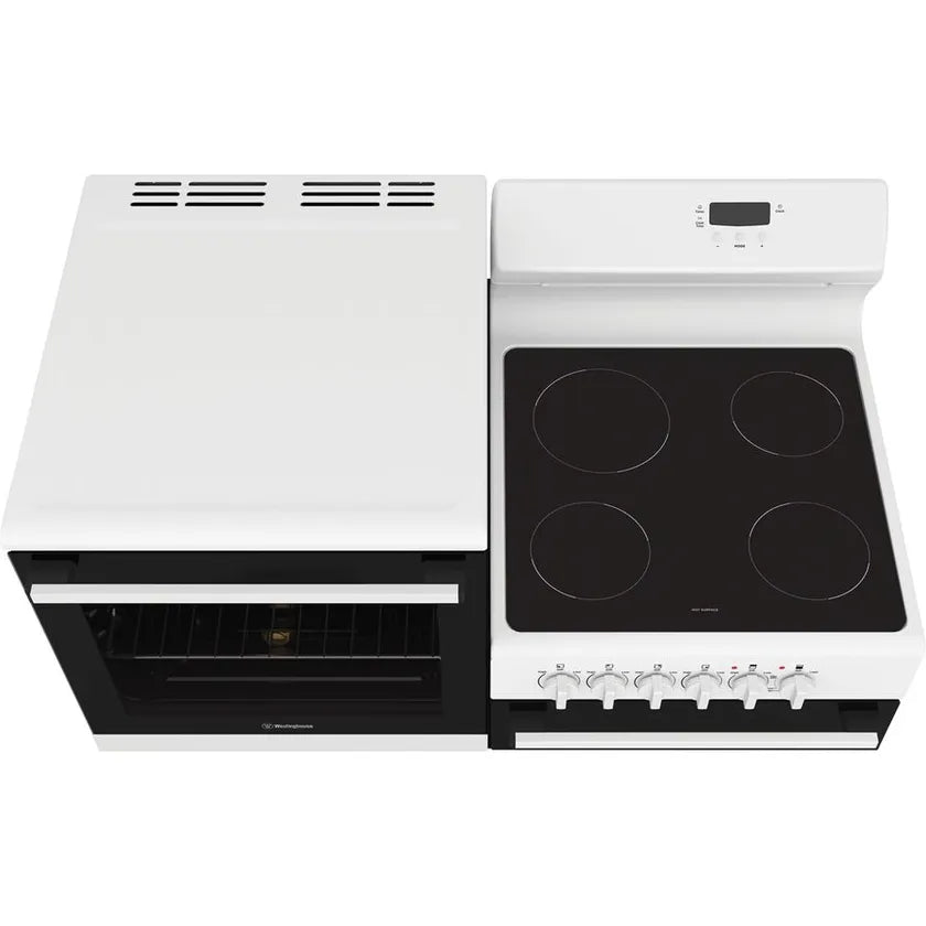 Westinghouse WDE143WCB 43-Inch Freestanding Electric Range with Ceramic Cooktop & Separate Grill - White | Perfect for Home Kitchens, Baking & Family Cooking