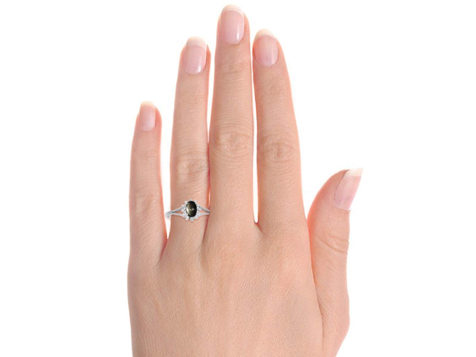 Black Star Sapphire & Diamond Jewelry Set - Sterling Silver .925 Pendant, Earrings & Ring with Chain & Gift Box | Elegant Gift for Women, Anniversary & Special Occasions