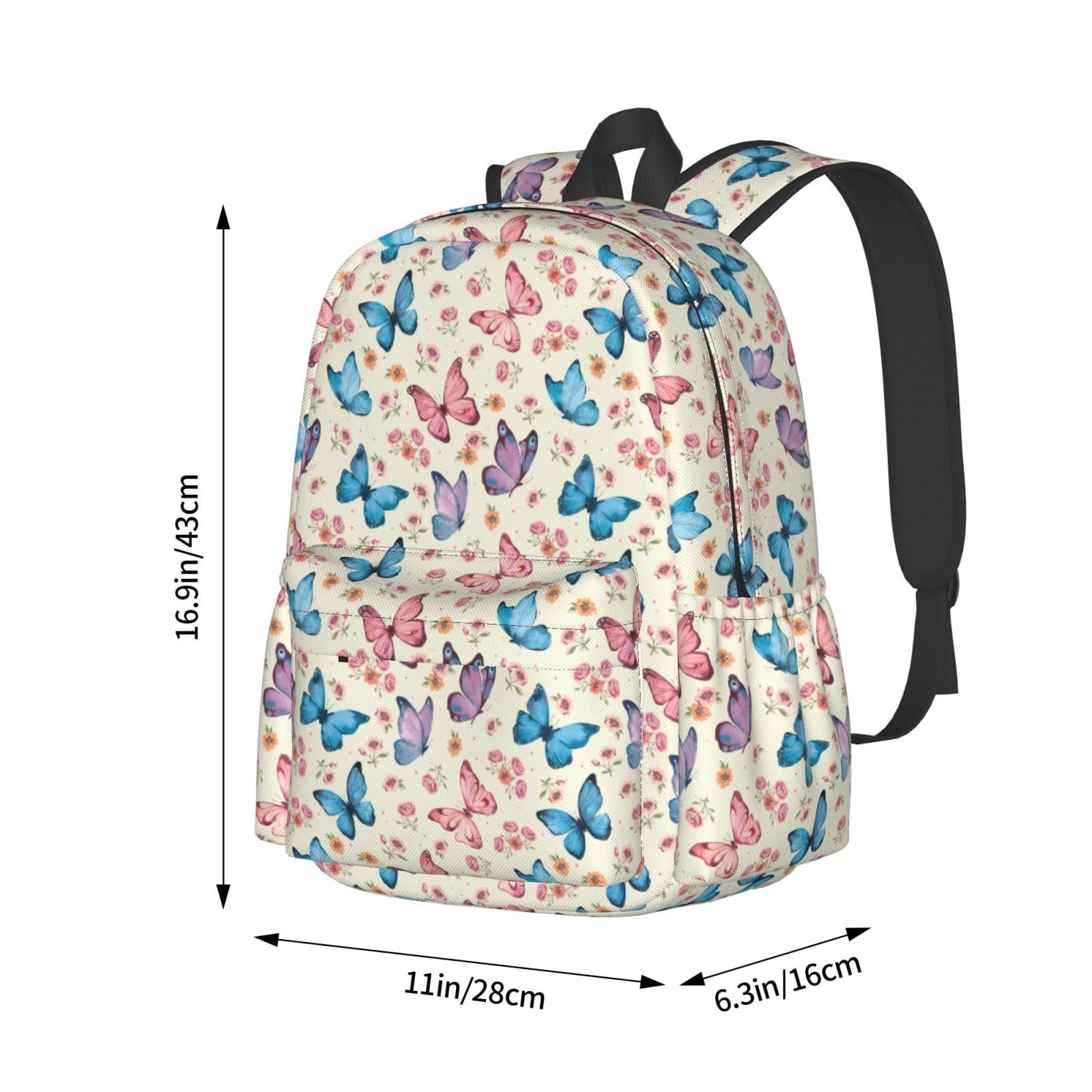 Butterfly Print Travel Backpack for Women & Men - 17 Inch Laptop Backpack, Lightweight Carry On Backpack for Work, School, Hiking, Camping & Outdoor Adventures - Perfect Gift for Travelers & Students