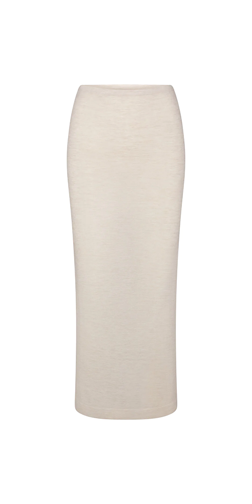 Emma Women's Soft Cashmere Skirt in Oatmeal - Elegant Winter Midi Skirt for Office, Party & Casual Wear