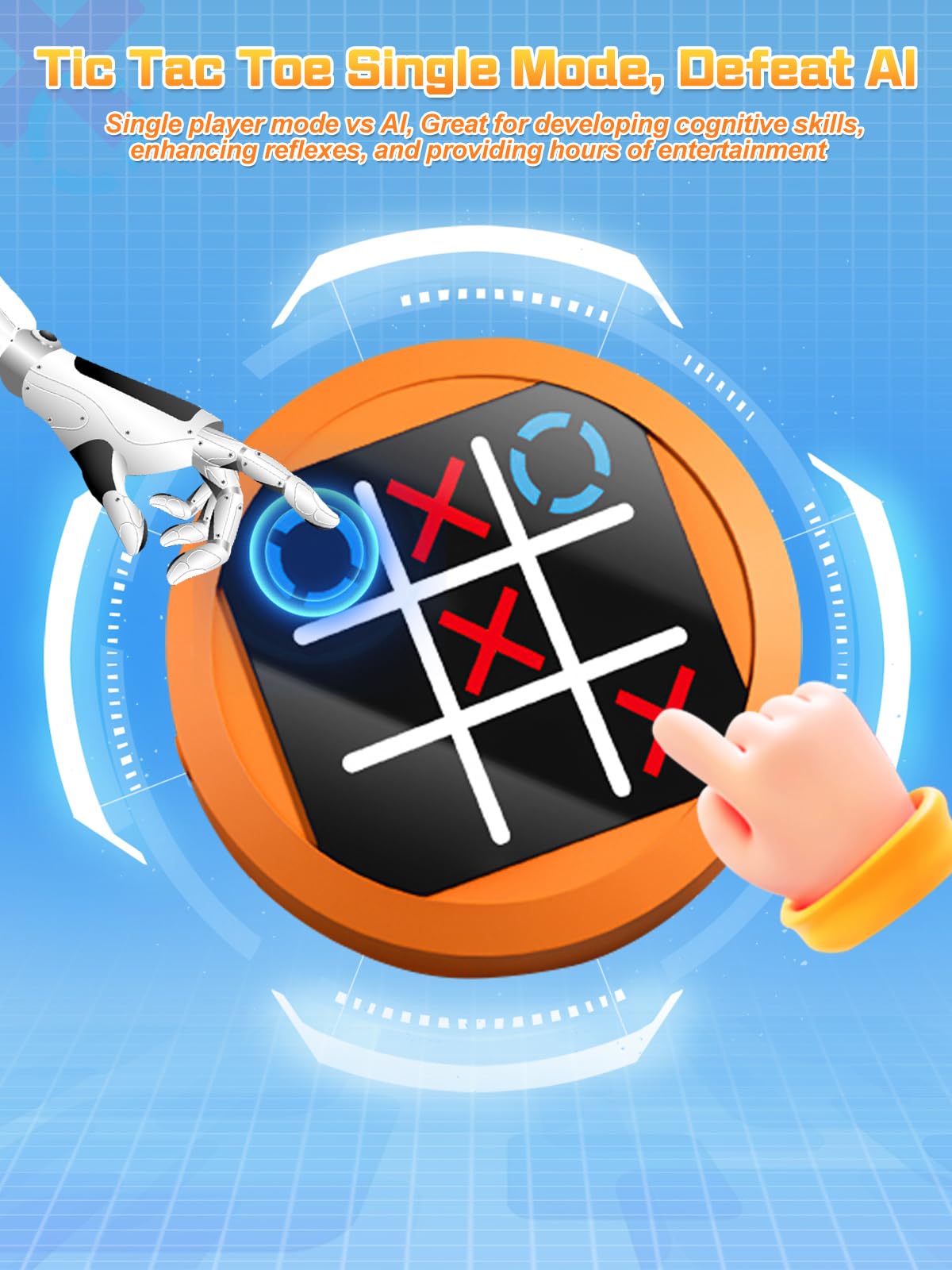 Dollox 4-in-1 Electronic Handheld Game Set - Mini Tic Tac Toe, Memory Flash, Whack-a-Mole Puzzle Board Game Console for Brain Training | Fun Travel & Family Game for Kids & Adults | Perfect for Road Trips, Airplane Entertainment & Indoor Family Game Nights
