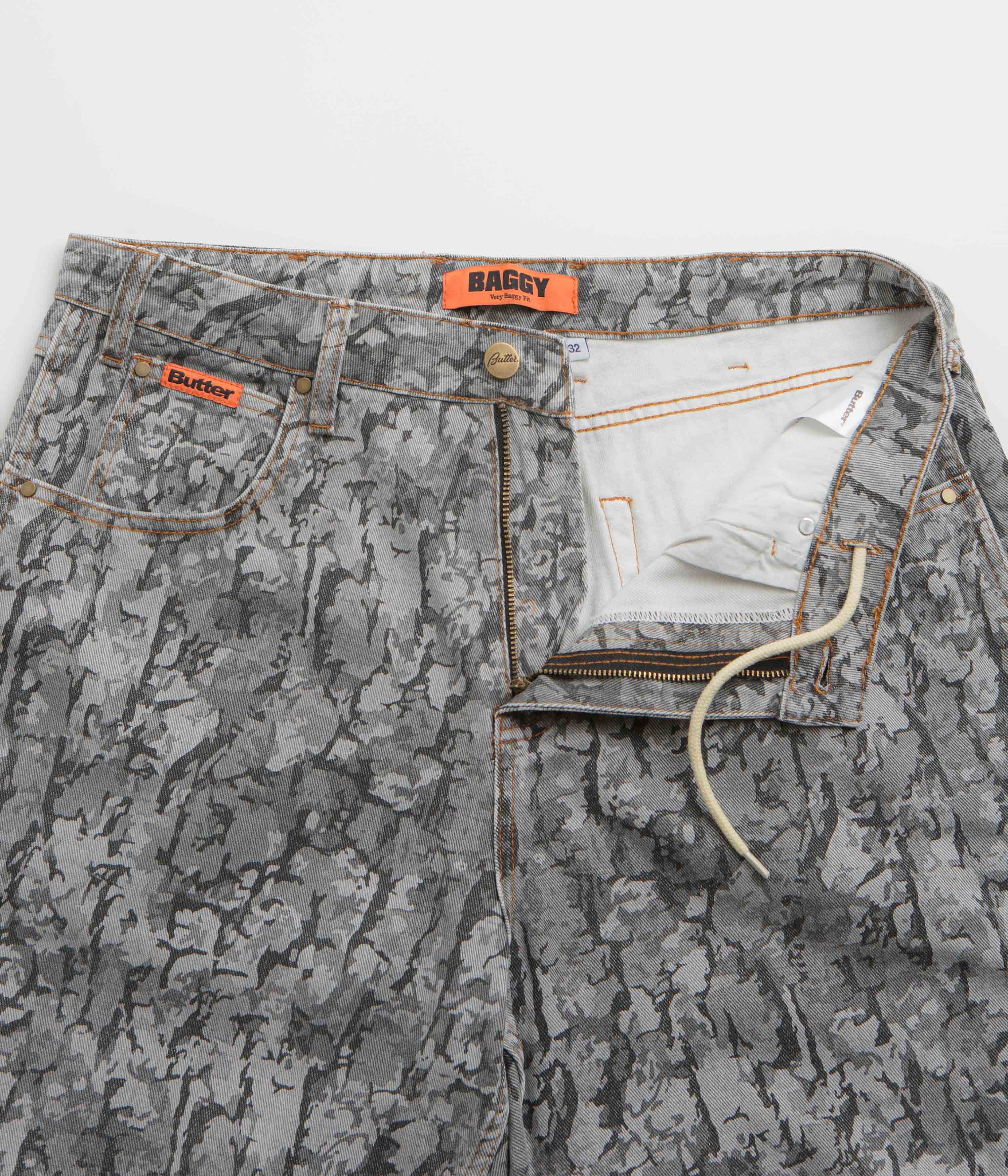 Butter Goods Bark Camo Jeans for Men - Black Camouflage Denim Pants | Streetwear Fashion, Urban Style, Casual Wear for Daily Outfits and Night Out