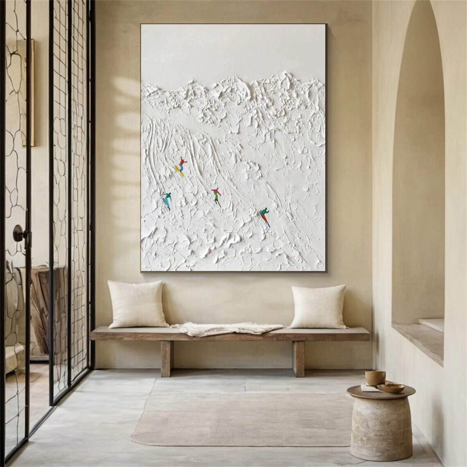 SP031 Textured Skiing Sport Art Painting Canvas - Perfect for Home Decor, Office Wall Art & Winter Sports Enthusiasts