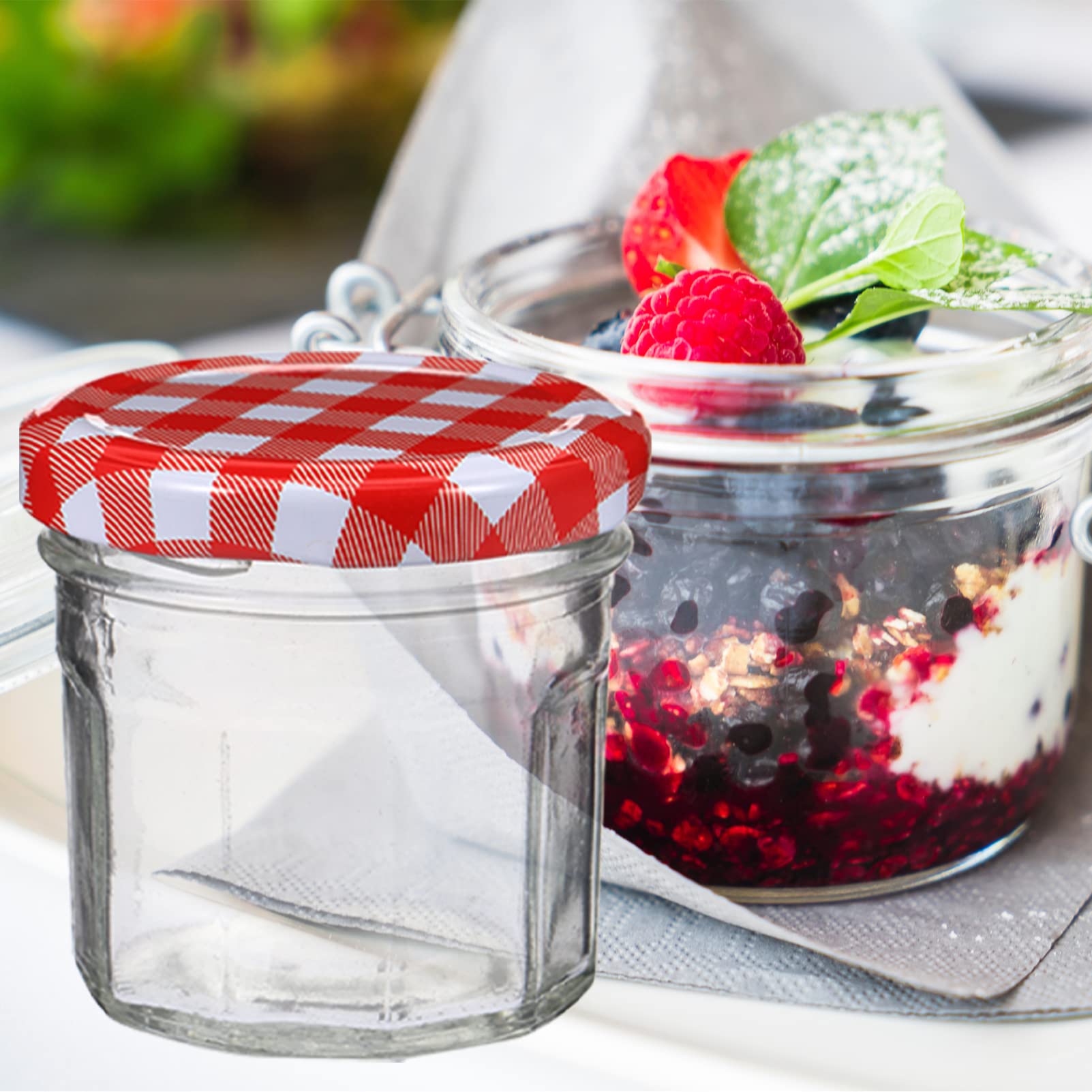12-Piece Glass Jam Jars with Airtight Lids - Food Storage Containers for Honey, Candy, Spices & More - Perfect for Kitchen, Pantry & DIY Gifts